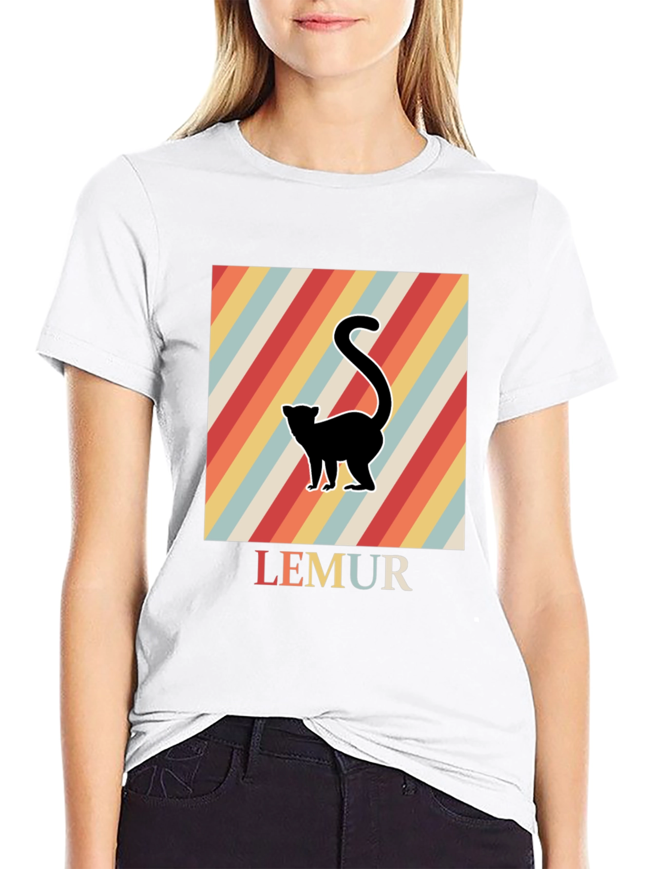 Black Retro Lemur Graphic Tee view 9