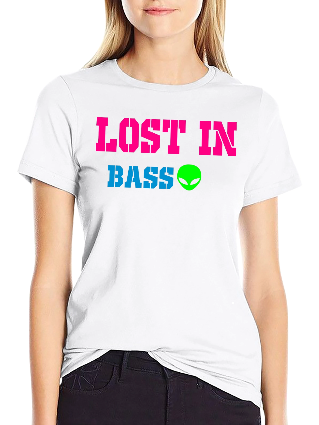 Black Lost in Bass Alien Graphic T-Shirt - EDM Rave Festival view 9