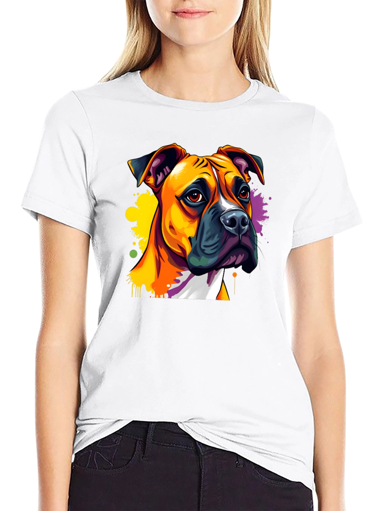 Black Dog Art T-Shirt - Boxer Breed view 9