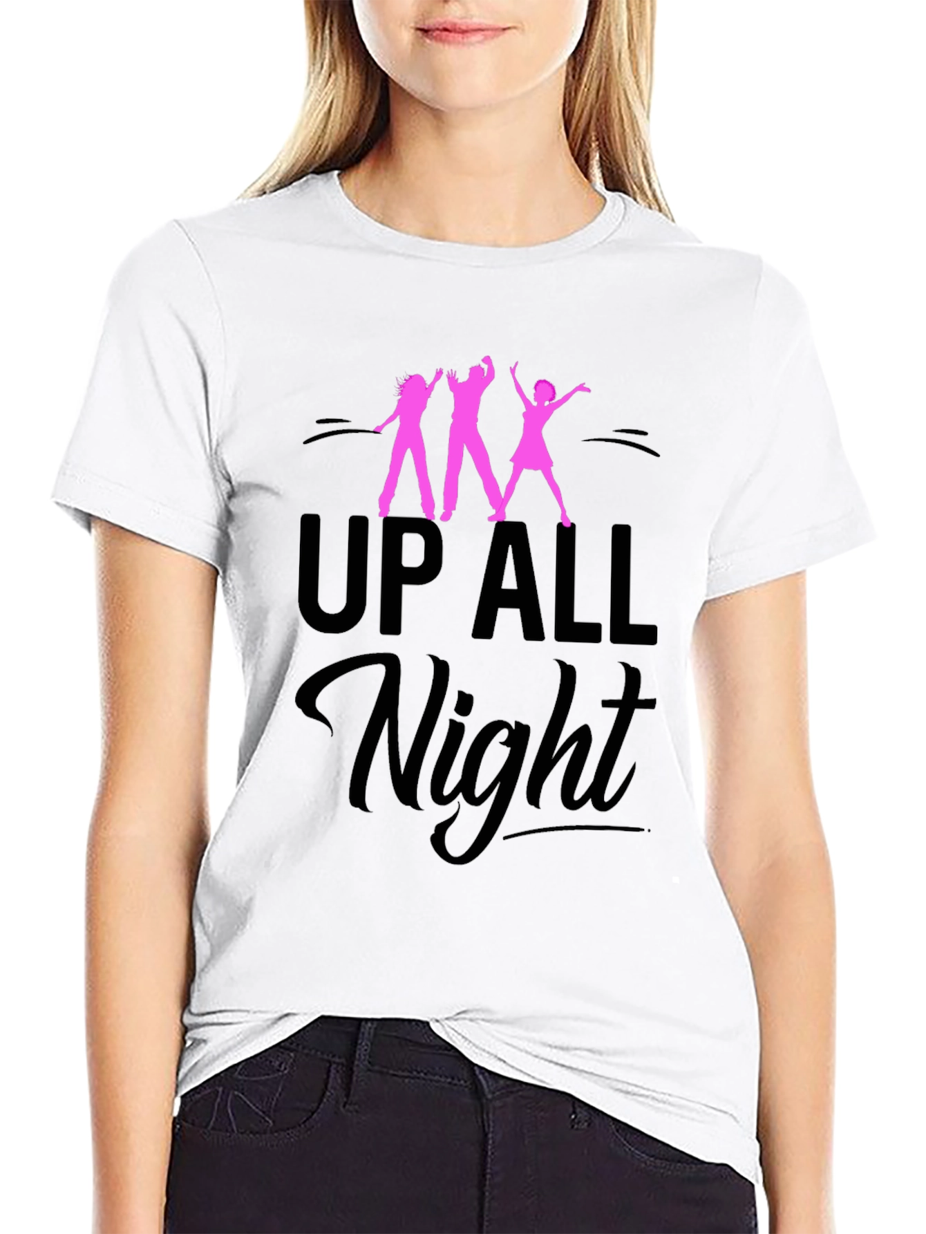 Black Up All Night Graphic Tee - Black Unisex T-Shirt view 9