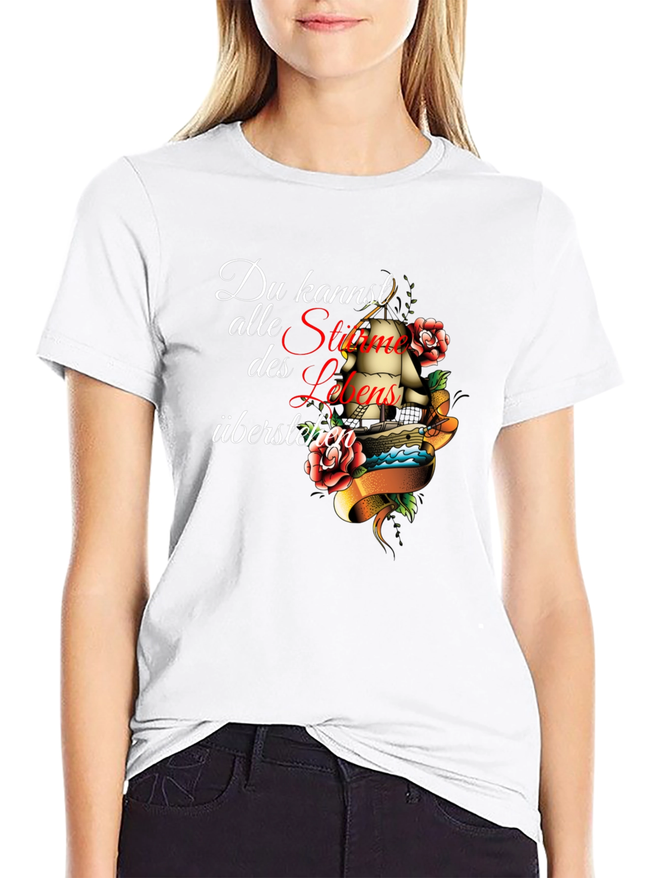 Black Du Kannst Alle Stürme Graphic T-Shirt view 9