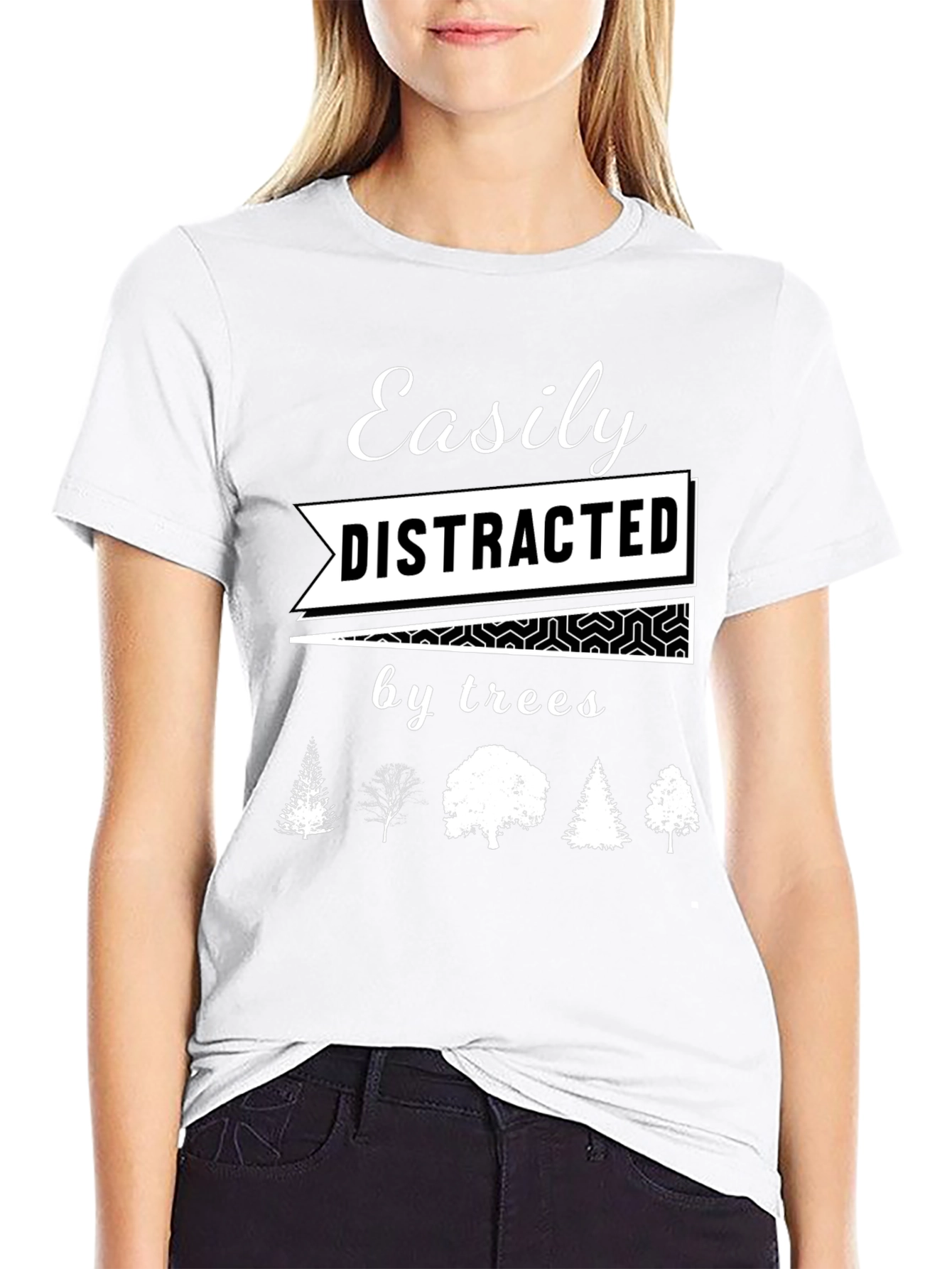 Black Easily Distracted by Trees Graphic T-Shirt view 9