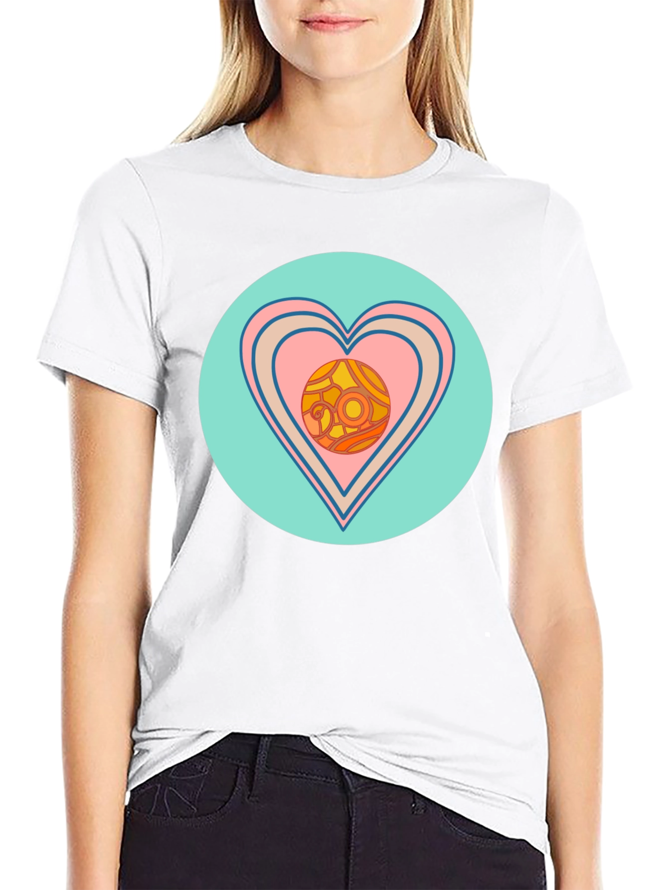 Black Retro Heart Graphic T-Shirt - Black view 9