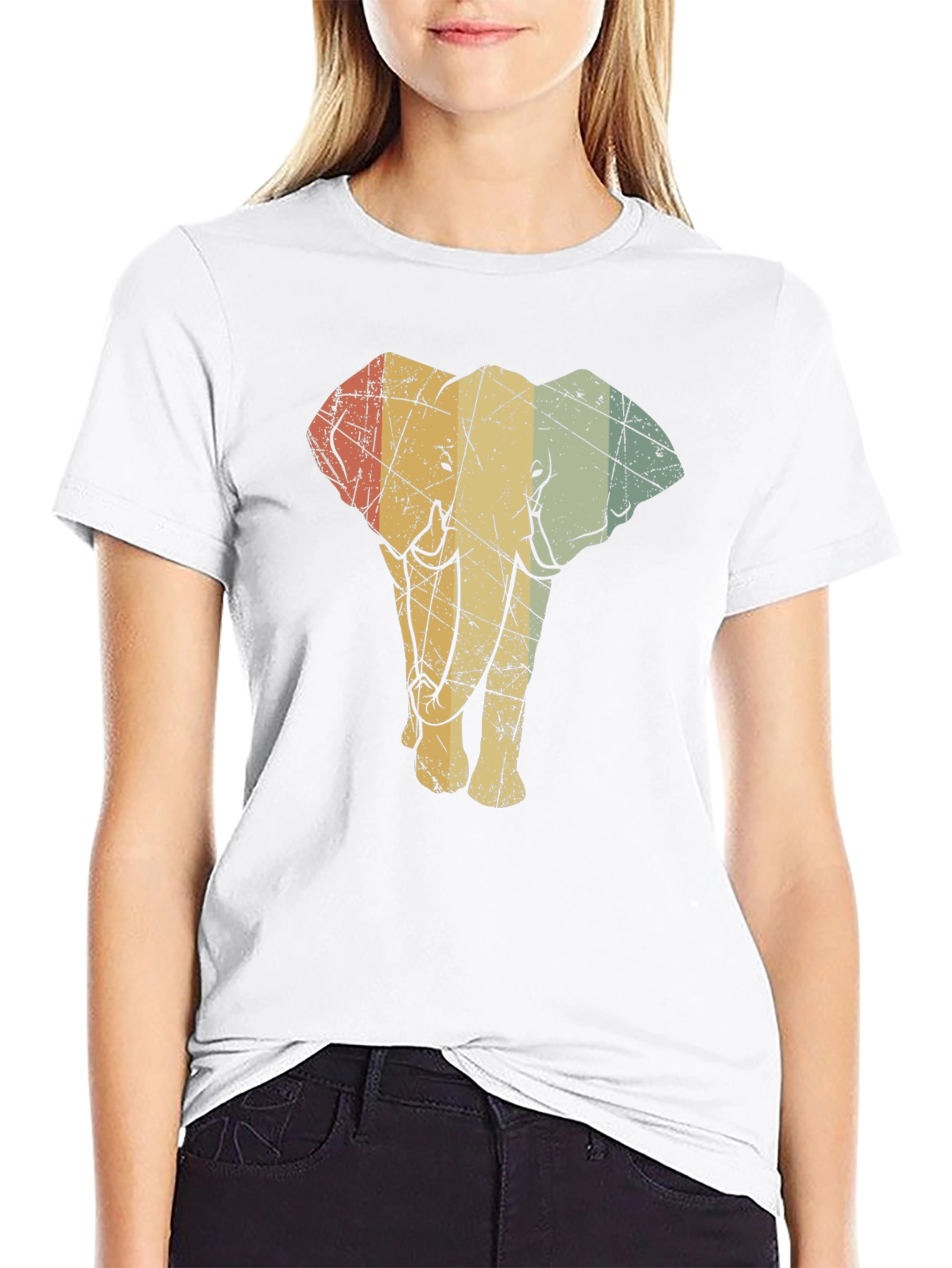 Black Vintage Elephant Graphic Tee - Unisex Black T-Shirt view 9