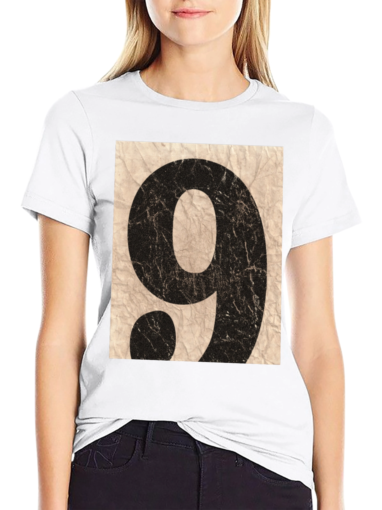 Black Vintage Number 9 Graphic T-Shirt view 9