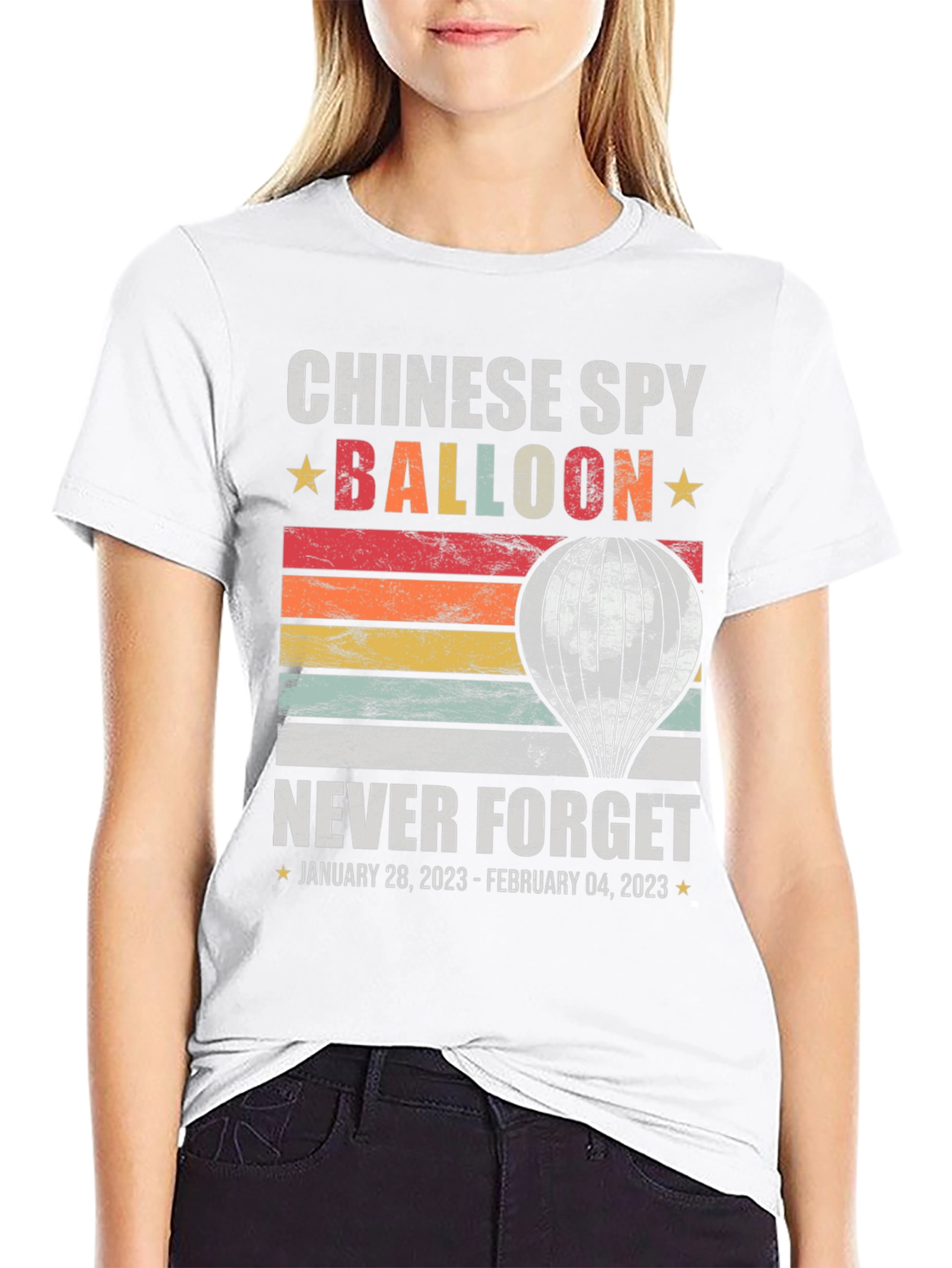 Black Chinese Spy Balloon Never Forget T-Shirt view 9
