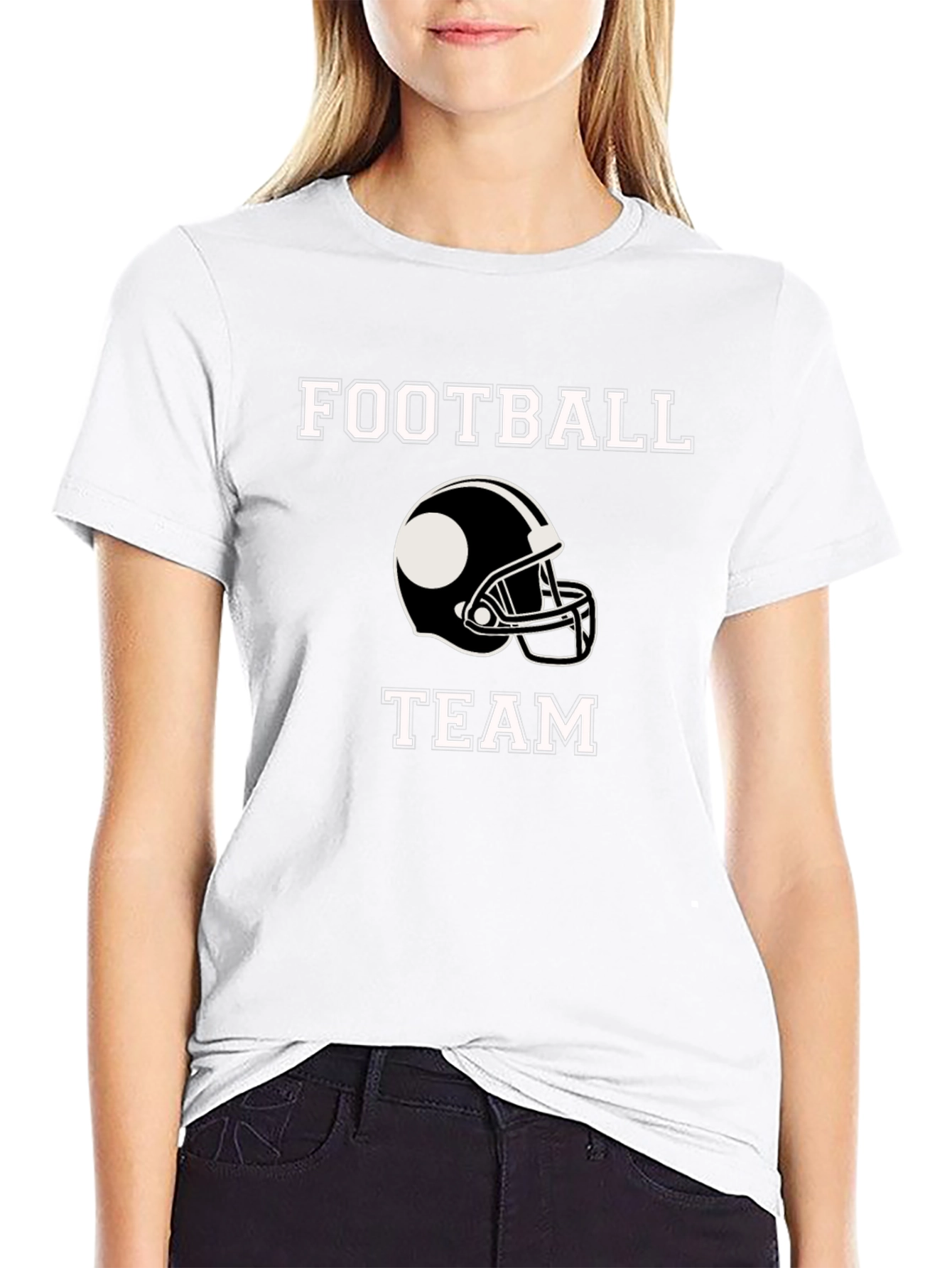 Black Football Team Graphic Tee - Black Cotton T-Shirt view 9