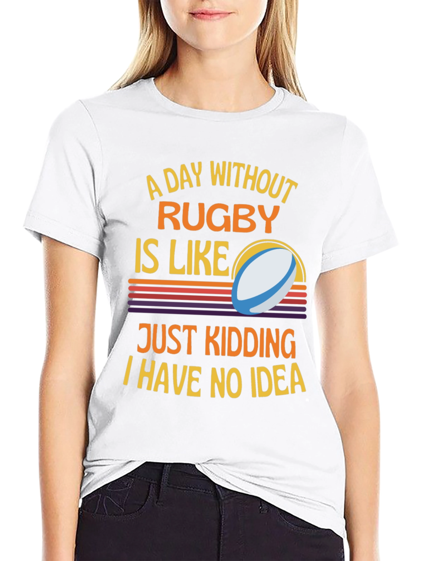 Black Rugby Humor T-Shirt: A Day Without Rugby view 9