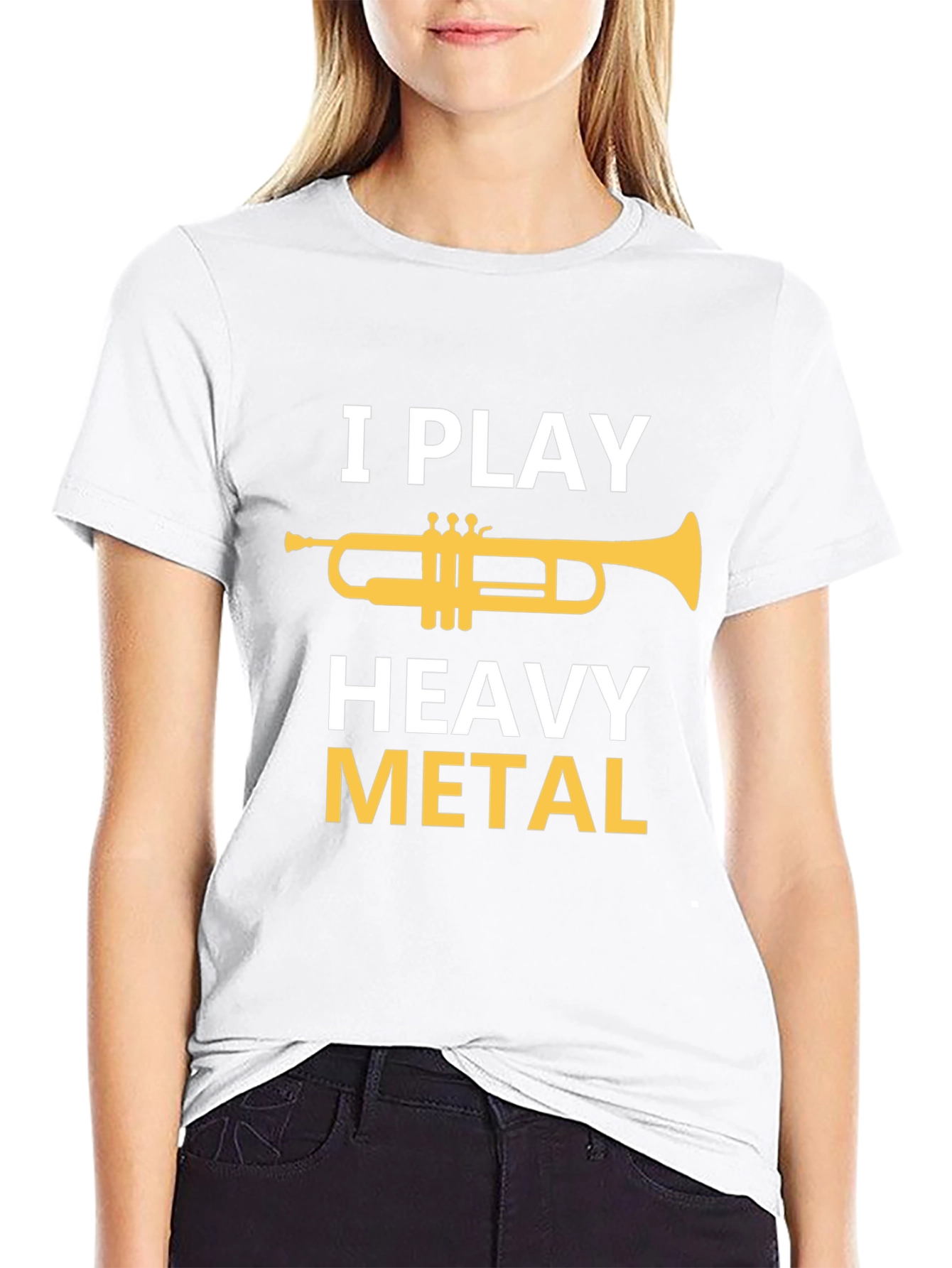 Black I Play Heavy Metal Trumpet T-Shirt view 9