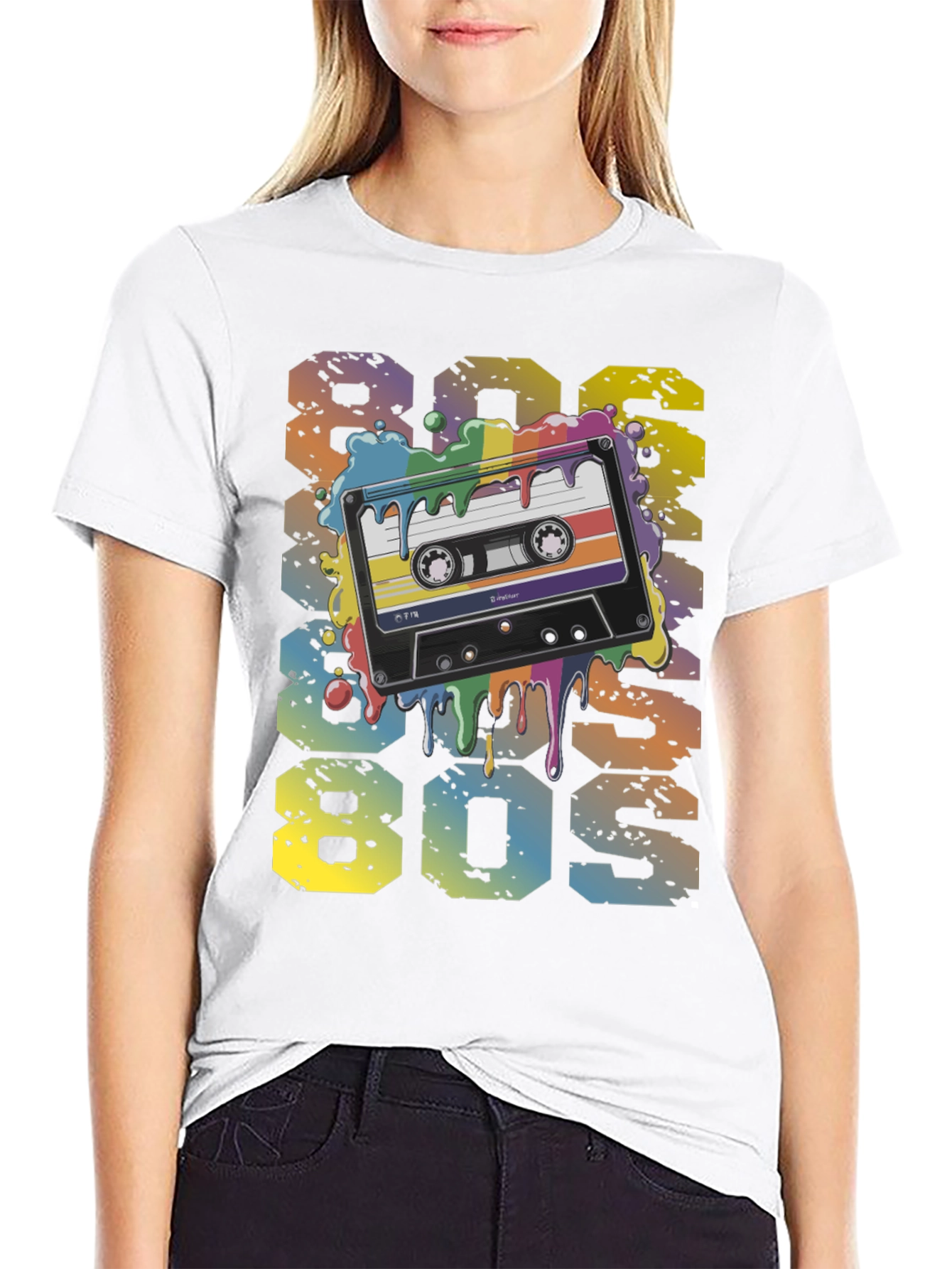 Black Retro 80s Cassette Tape Graphic T-Shirt view 9