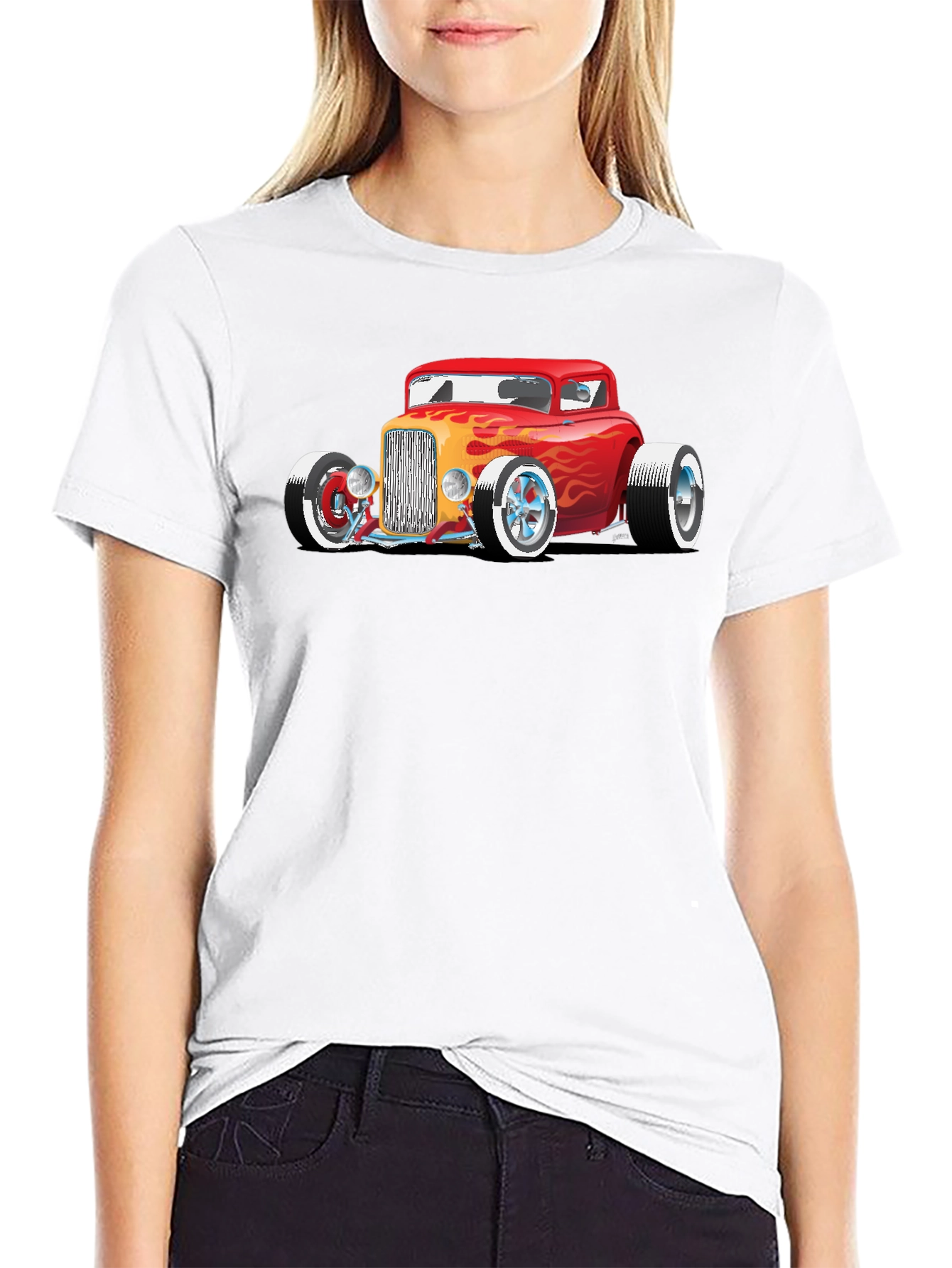 Black Hot Rod Car Graphic Tee - Classic Automotive Style view 9