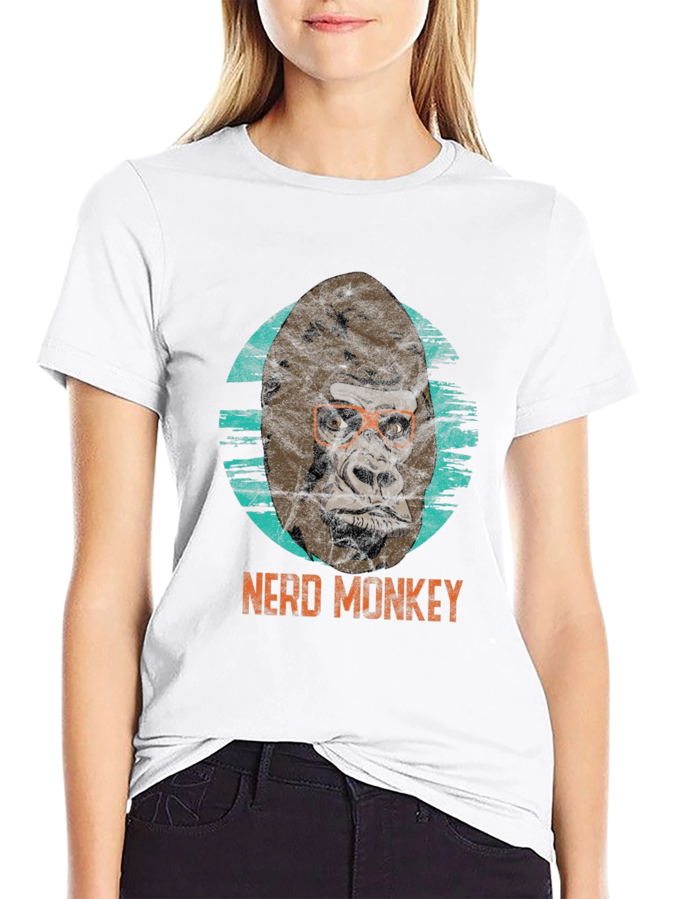 Black Nerd Monkey Graphic Tee - Black T-Shirt view 9