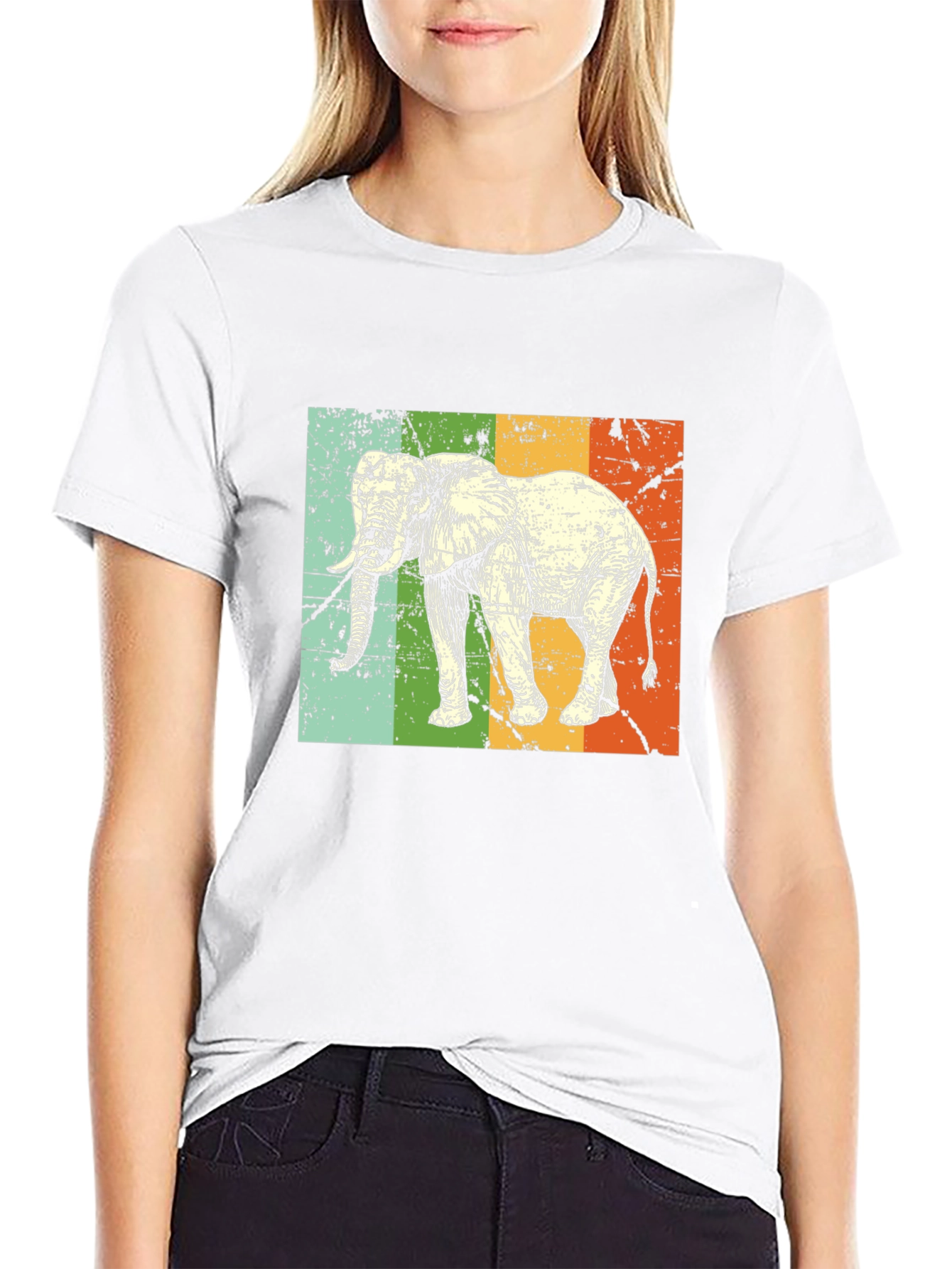 Black Retro Elephant Graphic Tee - Black view 9