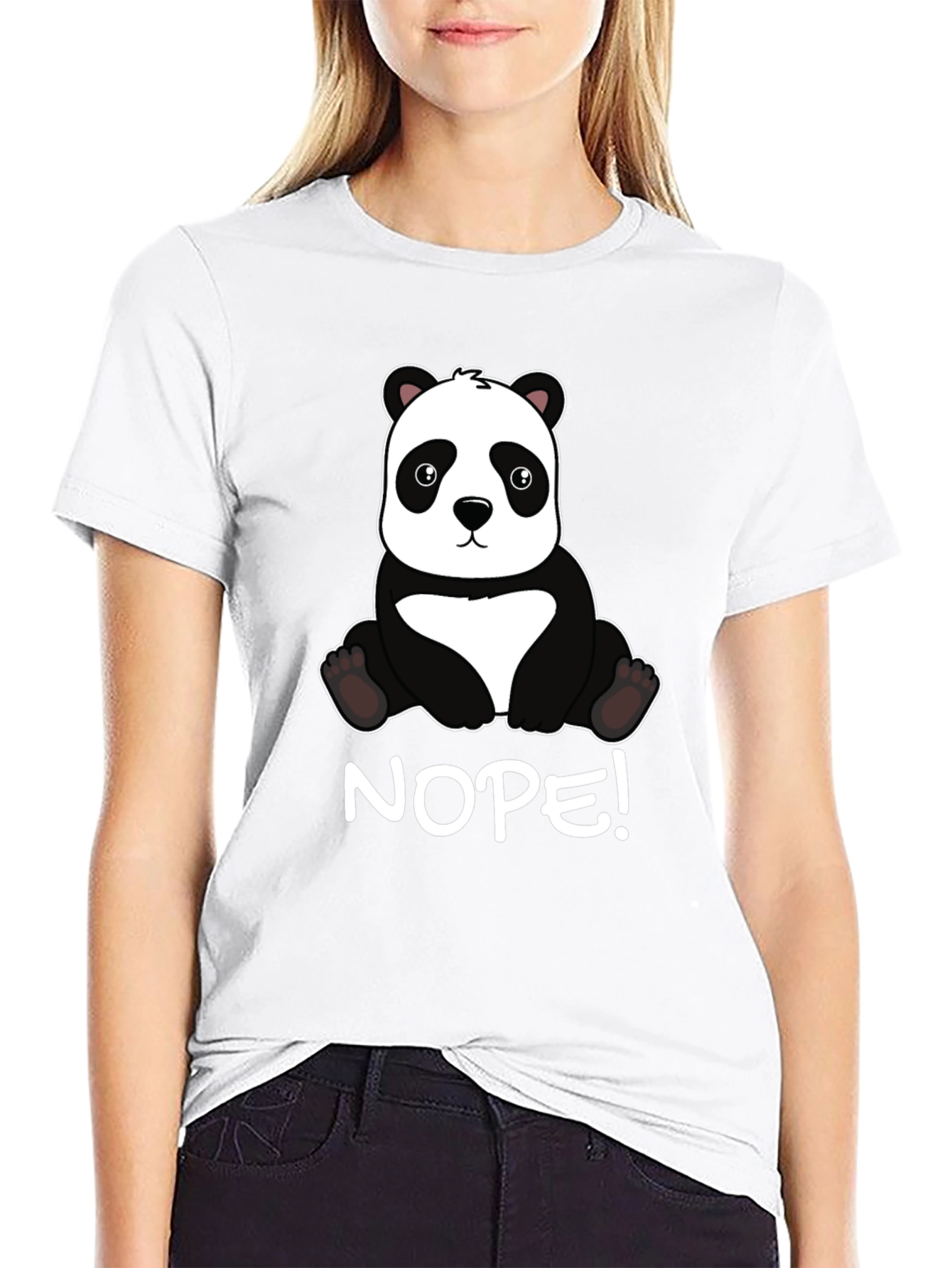Black Nope Panda Graphic Tee - Comfy Casual T-Shirt view 9