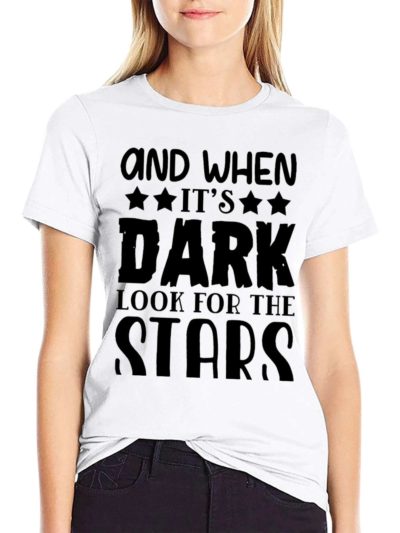 Black Inspirational "Look for the Stars" Black T-Shirt view 9