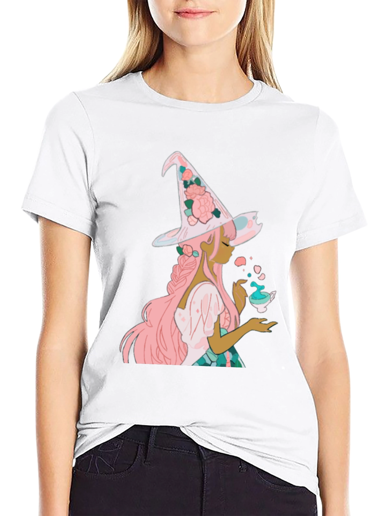 Black Witch With Tea Cup Graphic Tee view 9