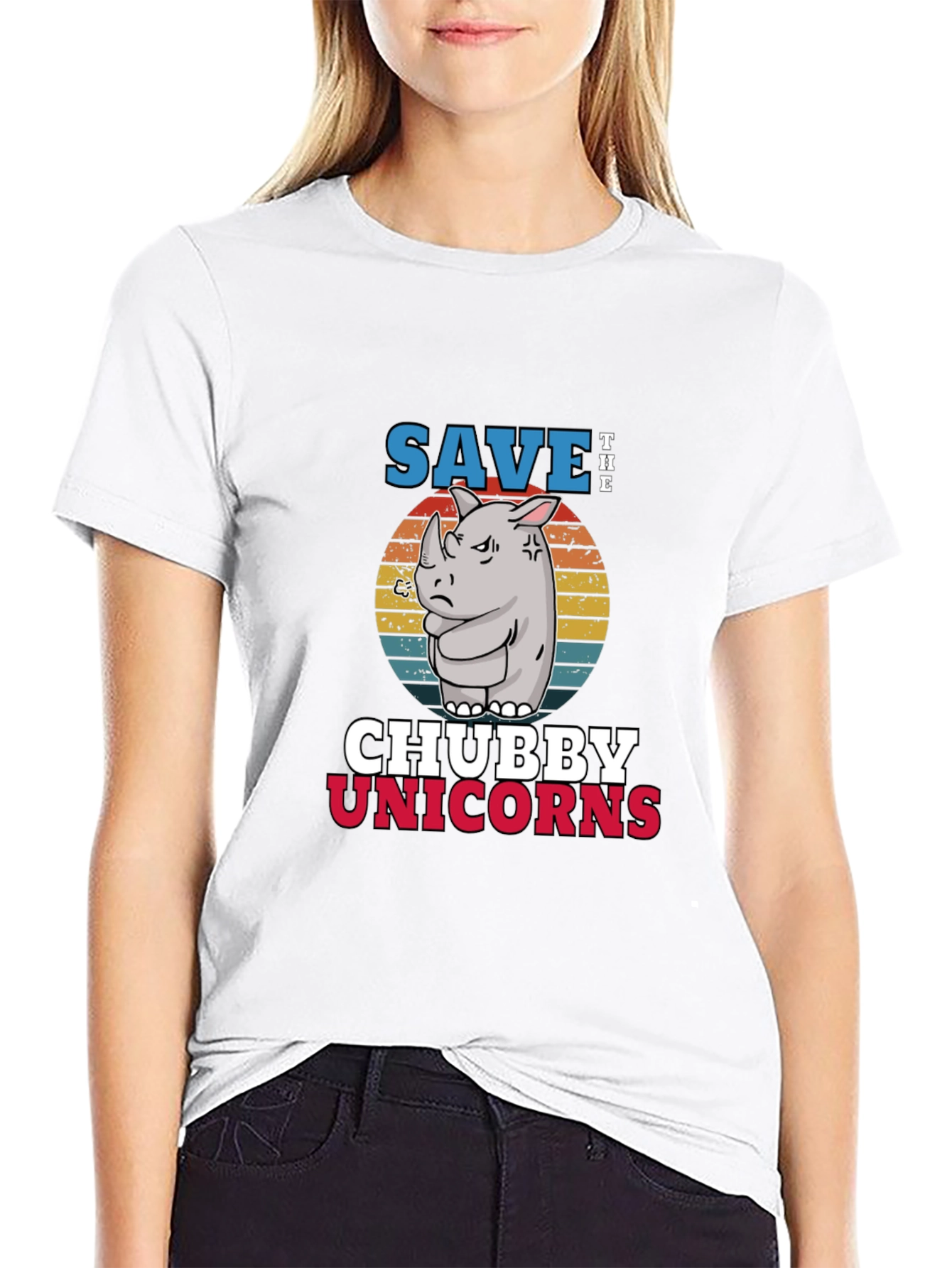 Black Save the Chubby Unicorns Black T-Shirt view 9