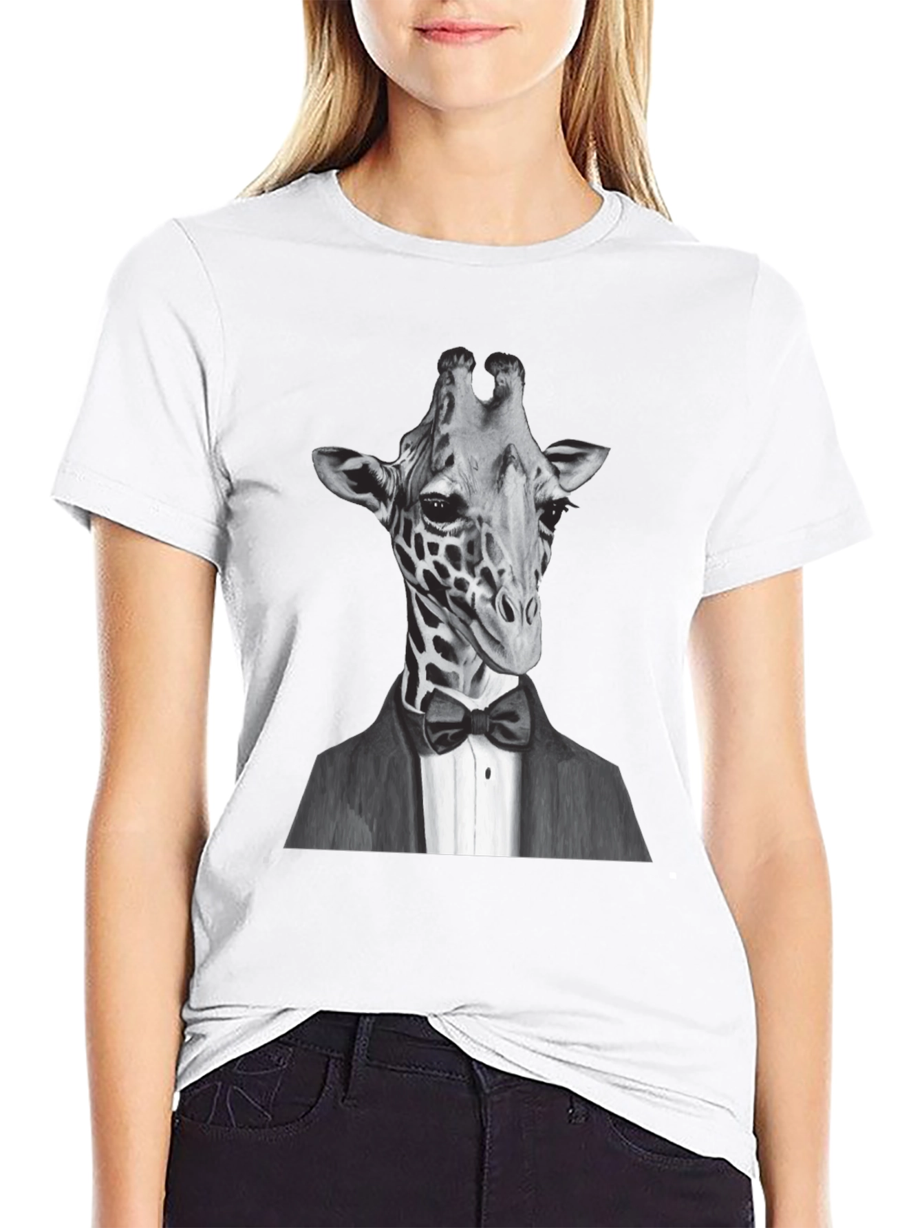 Black Giraffe Tuxedo T-Shirt - Animal Lover Tee view 9