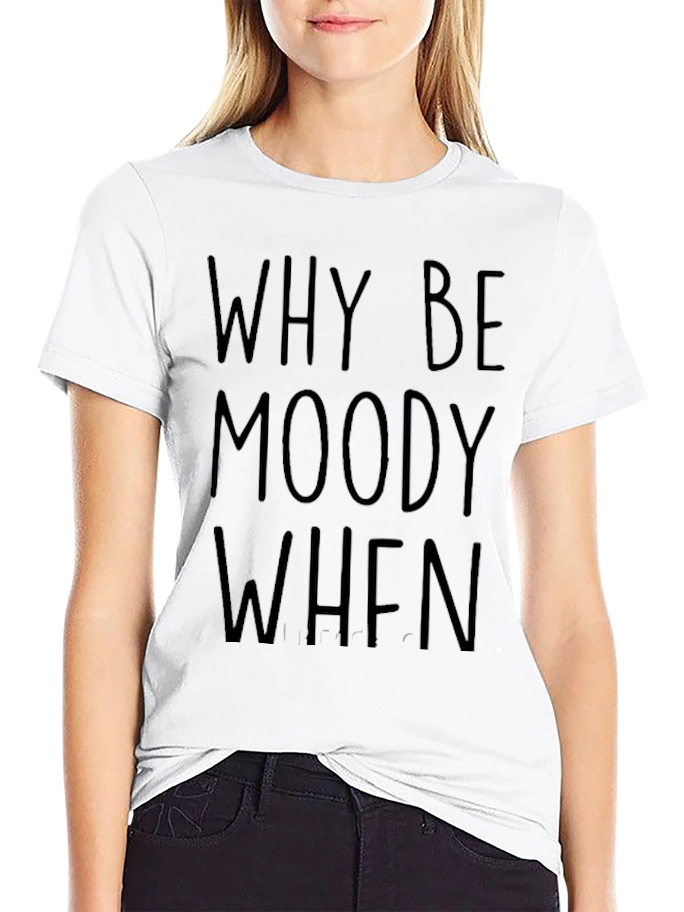 Black Why Be Moody Graphic Tee view 9