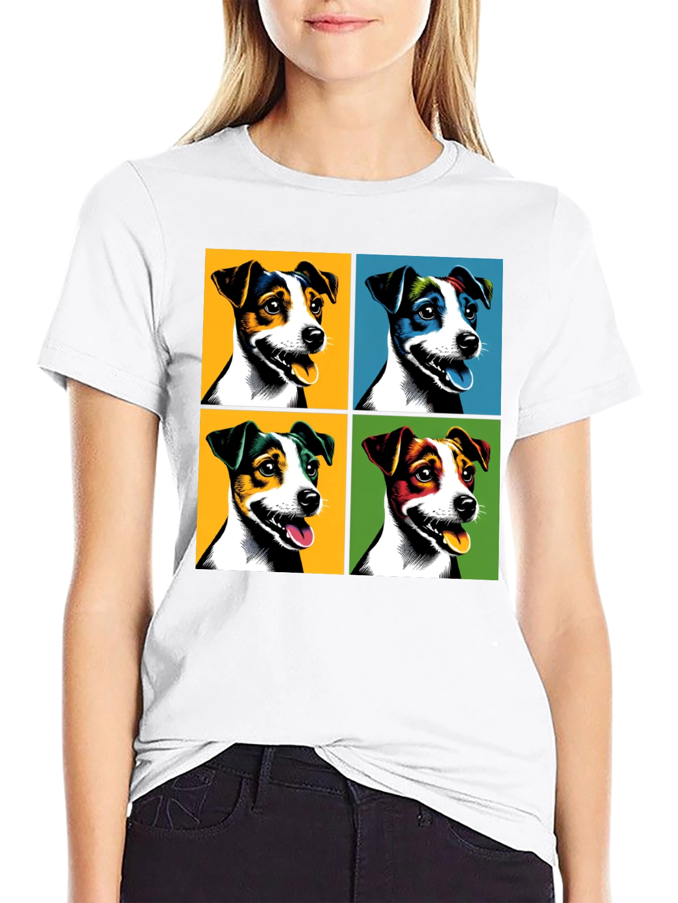 Black Pop Art Dog Portrait Tee - Unique Graphic T-Shirt view 9