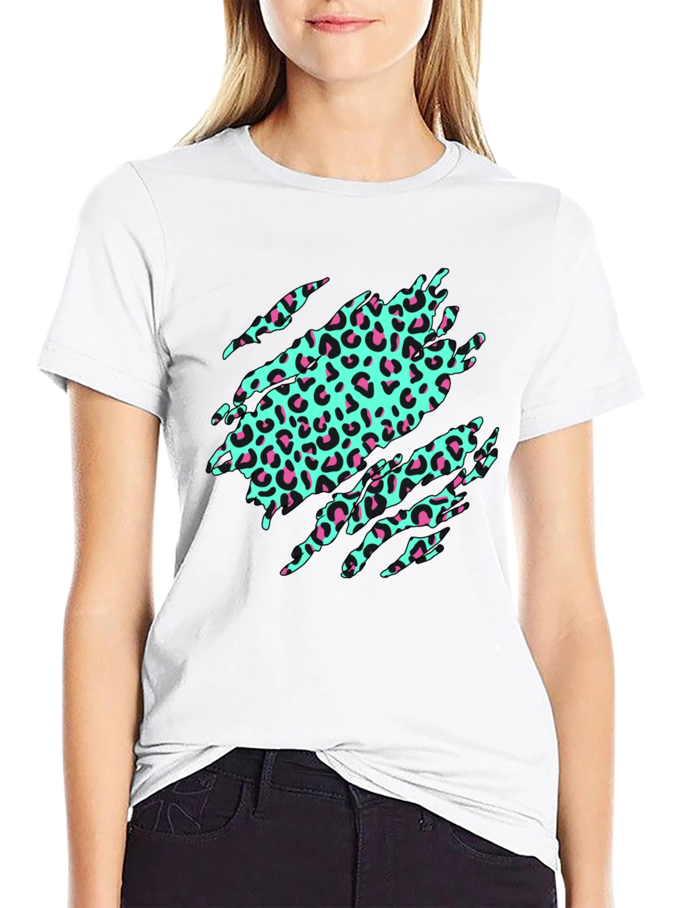 Black Leopard Print Graphic Tee - Funky & Stylish view 9