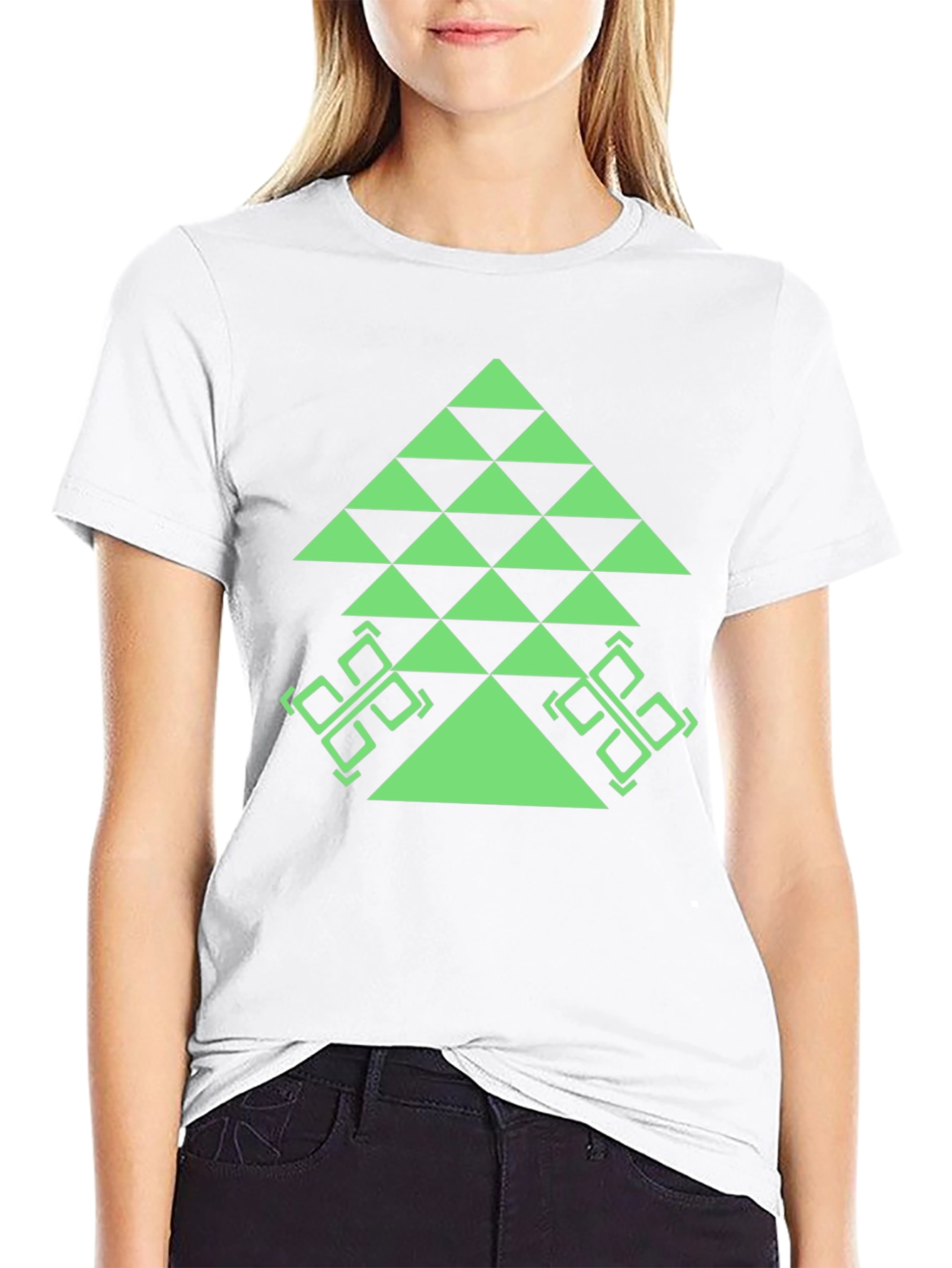 Black Geometric Tree Graphic Tee - Black Casual T-Shirt view 9