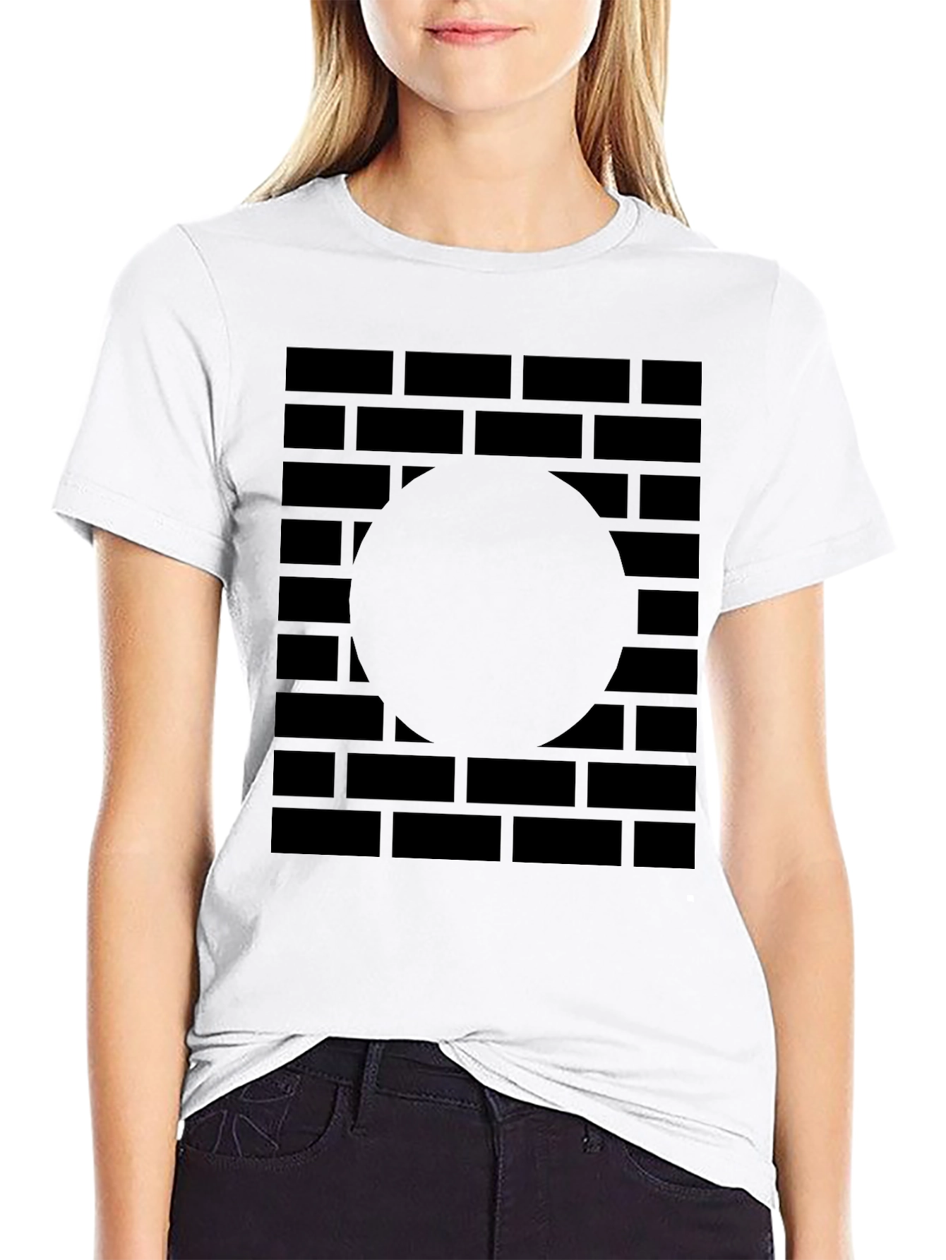 Black Abstract Brick Wall Graphic Tee view 9