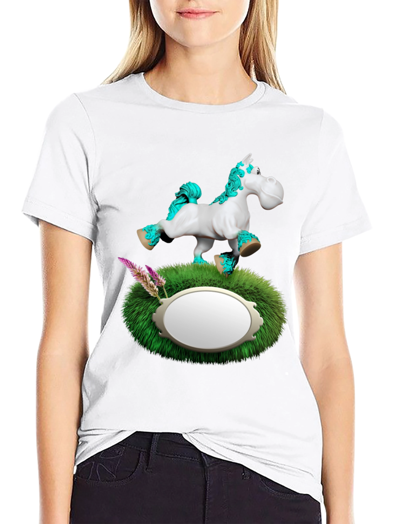 Black Whimsical Horse T-Shirt view 9