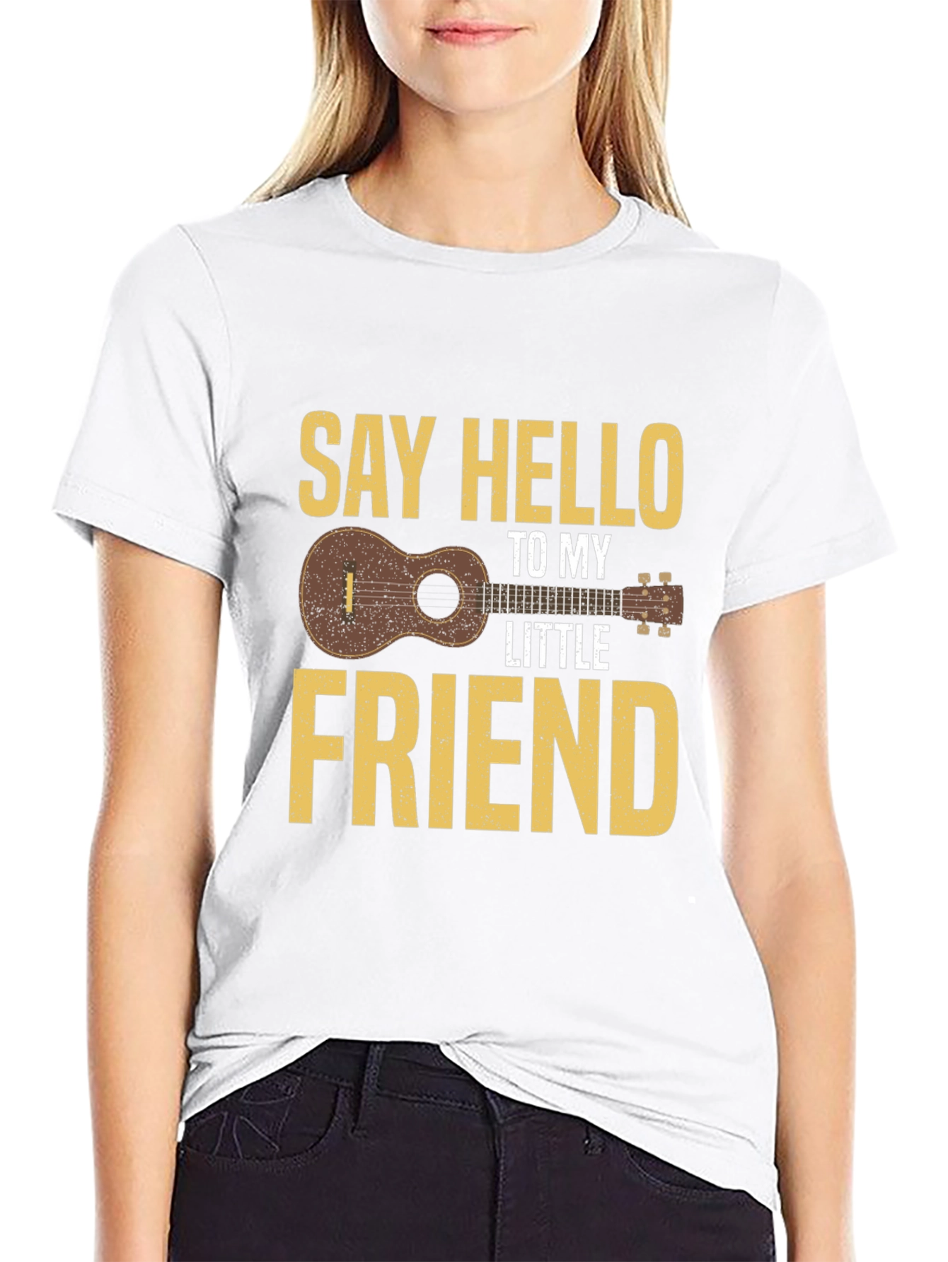 Black Say Hello To My Little Friend Ukulele T-Shirt view 9