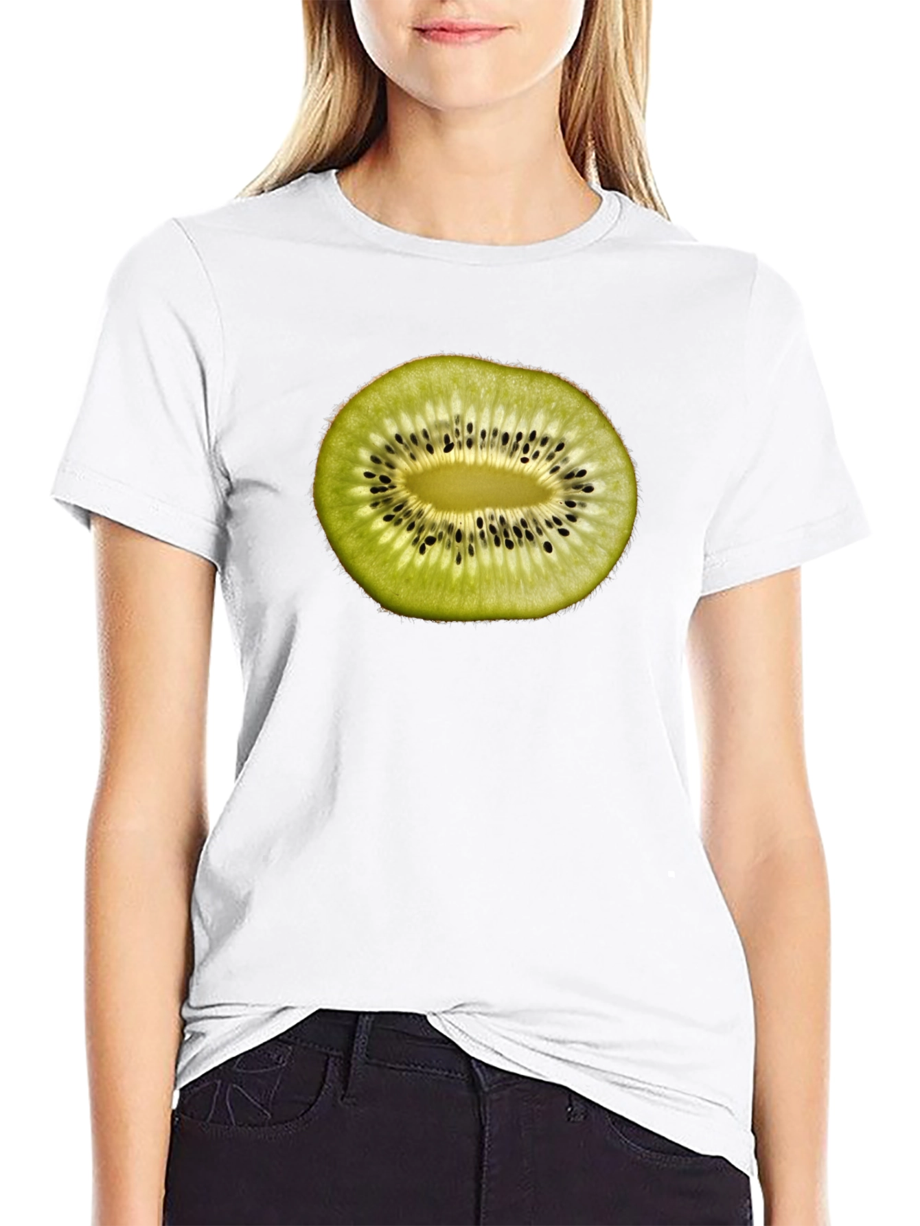 Black Kiwi Fruit Slice Graphic T-Shirt - Black view 9