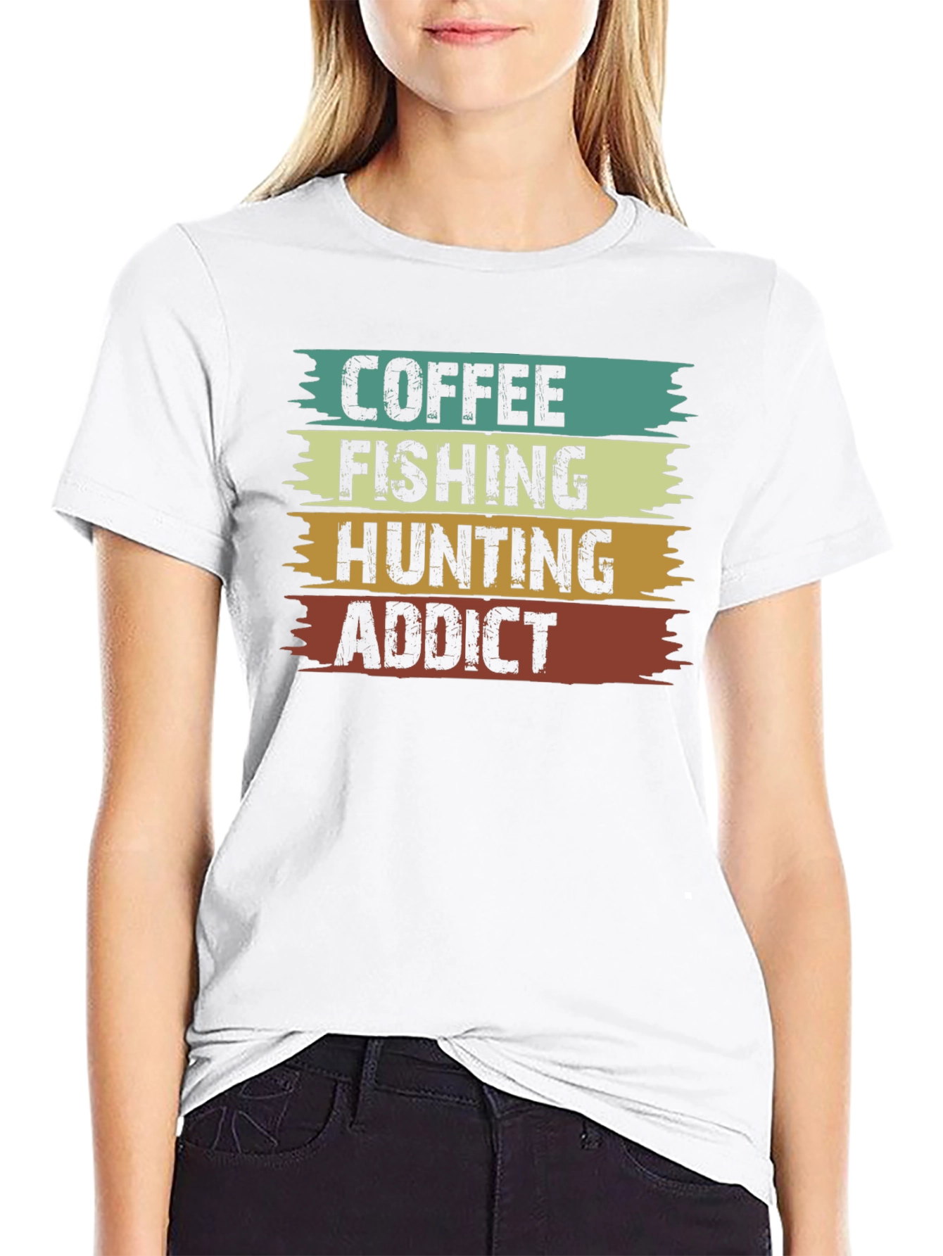 Black Coffee Fishing Hunting Addict Tee view 9