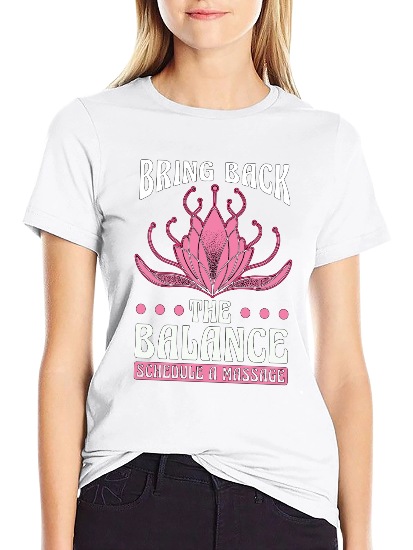 Black Balance Massage T-Shirt - Lotus Design view 9