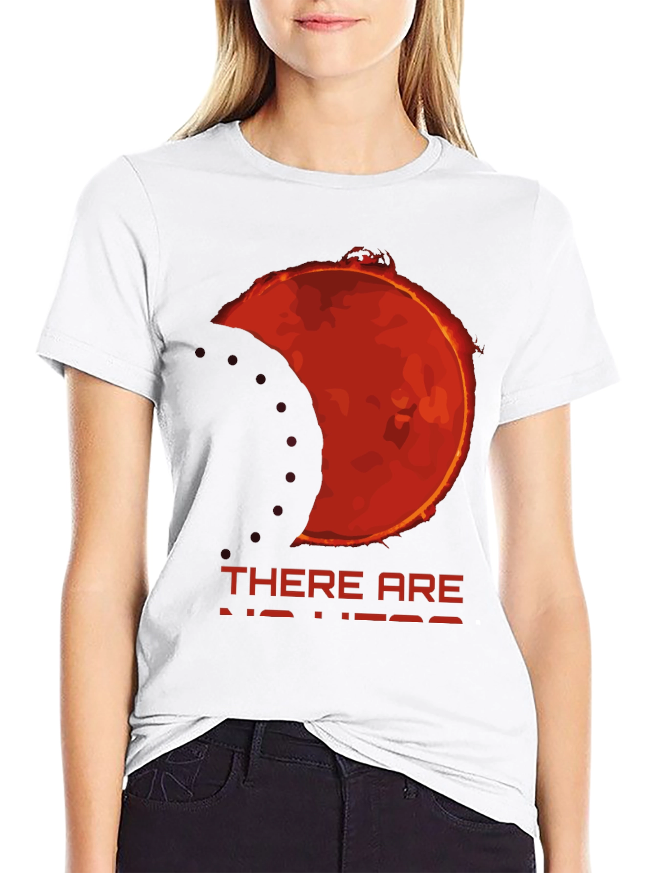 Black Eclipse Graphic Tee - "There Are No Heroes" Black T-Shirt view 9
