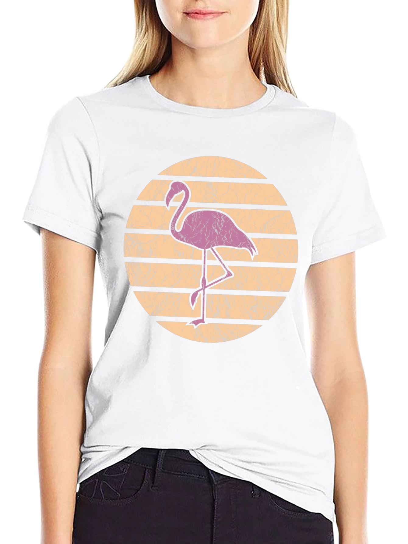Black Retro Flamingo Graphic Tee view 9