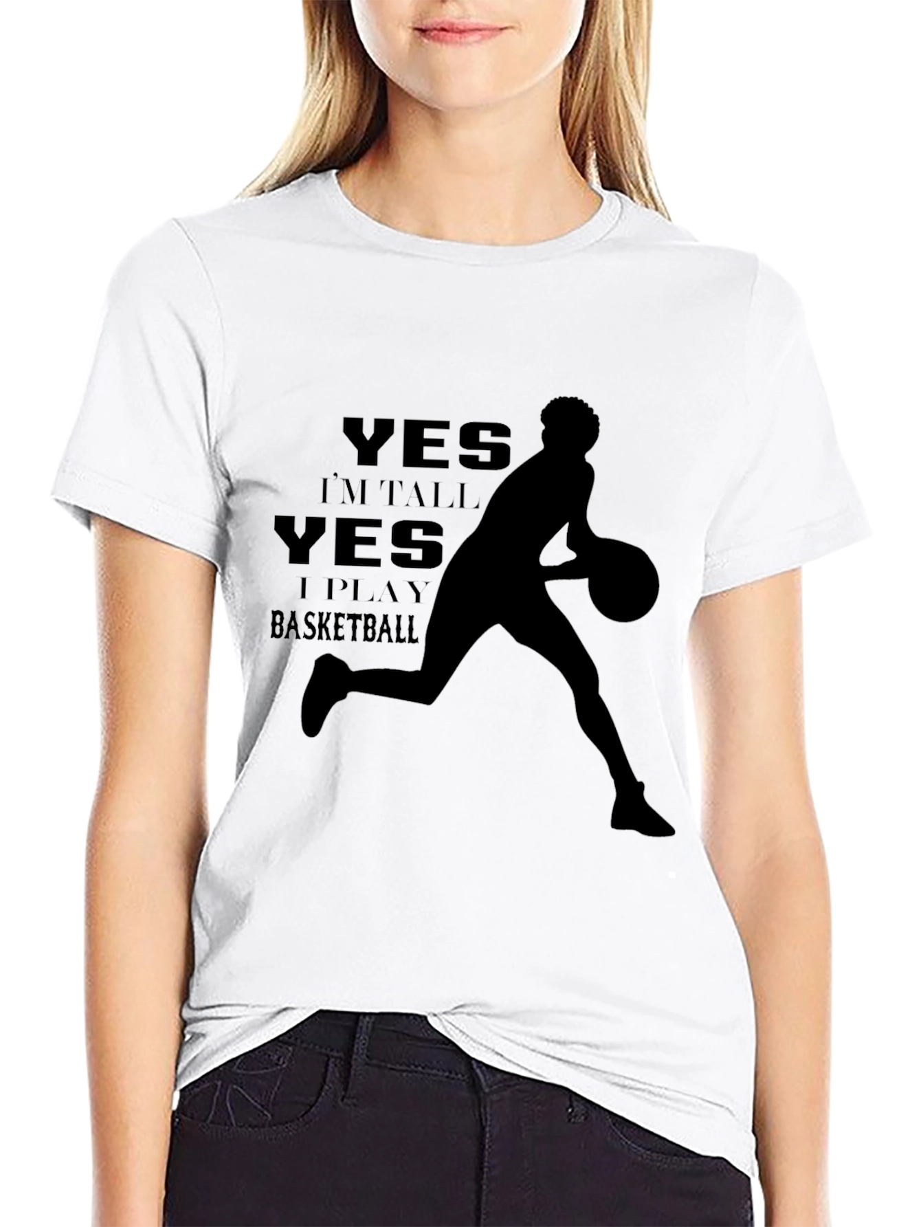 Black Basketball Player T-Shirt - Yes I'm Tall, Yes I Play view 9