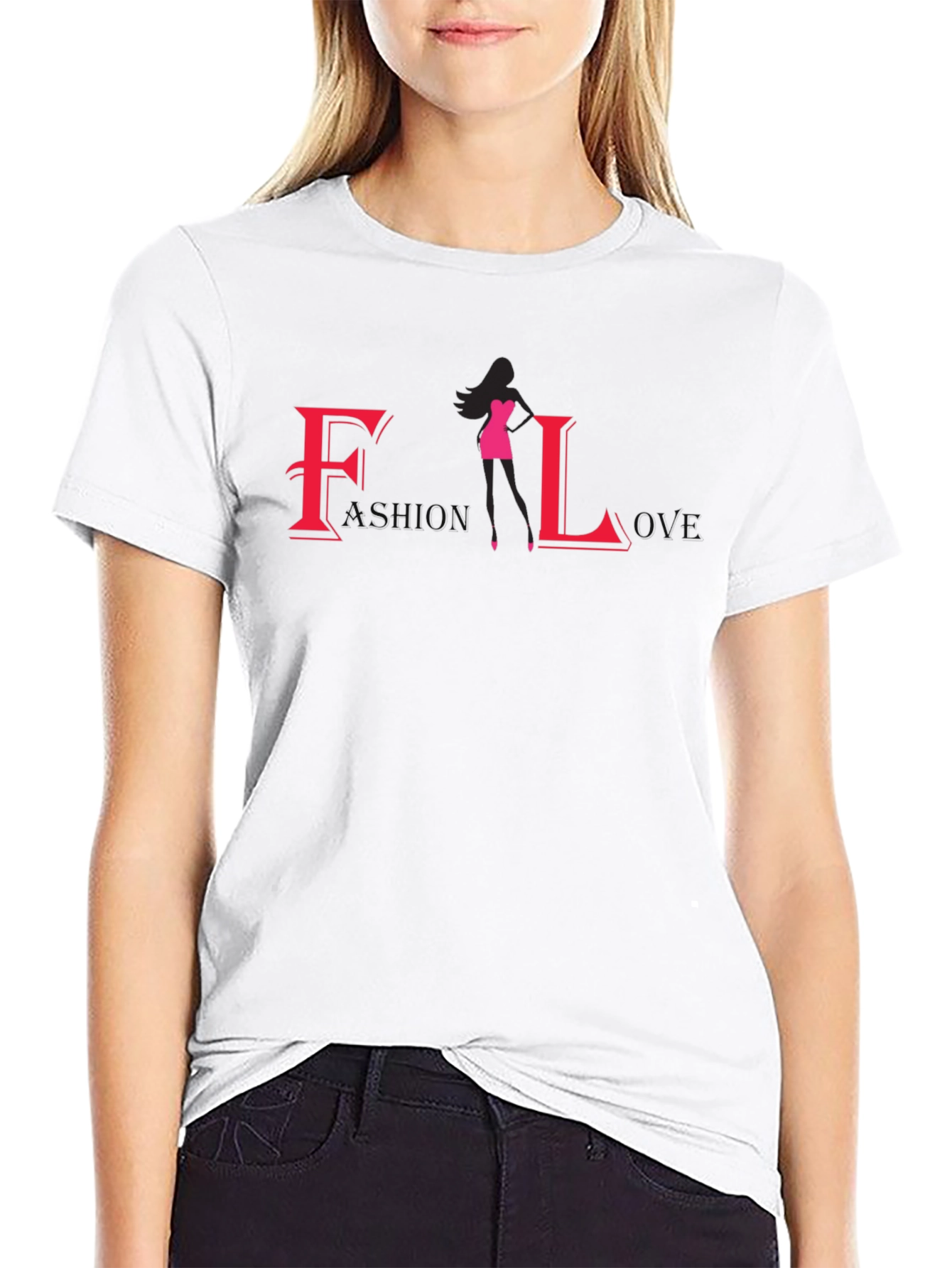 Black Fashion Silhouette Graphic Print T-Shirt view 9