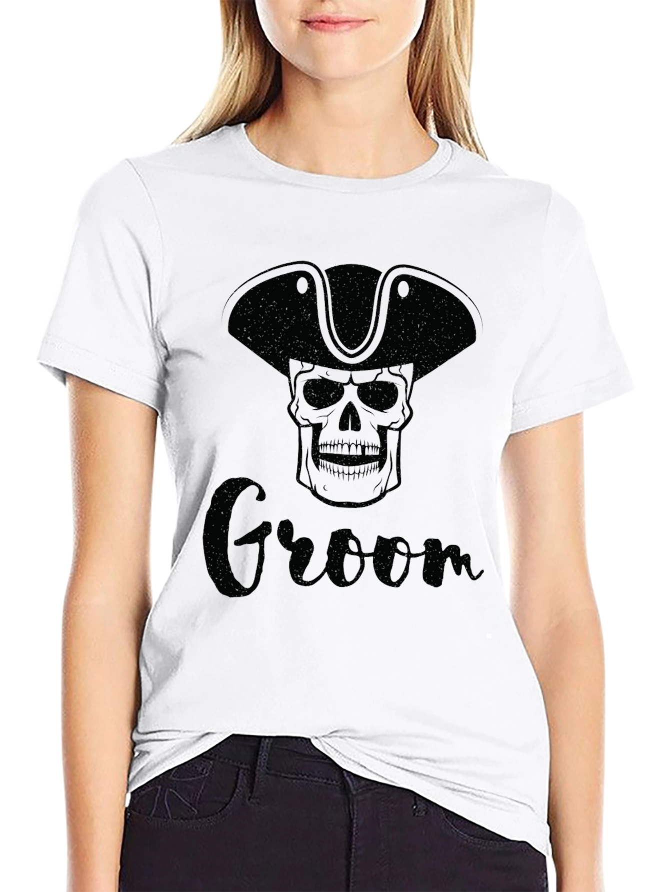 Black Groom Pirate Skull T-Shirt view 9