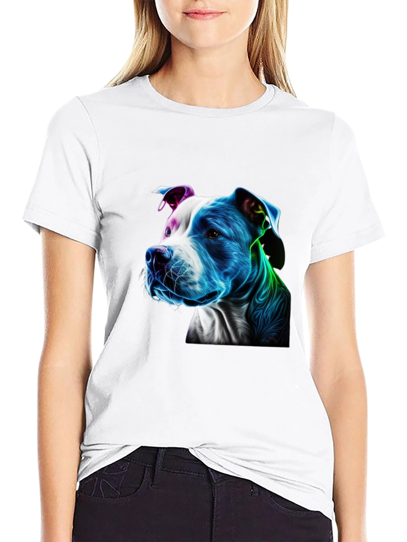 Black Vibrant Pitbull Graphic Black T-Shirt view 9