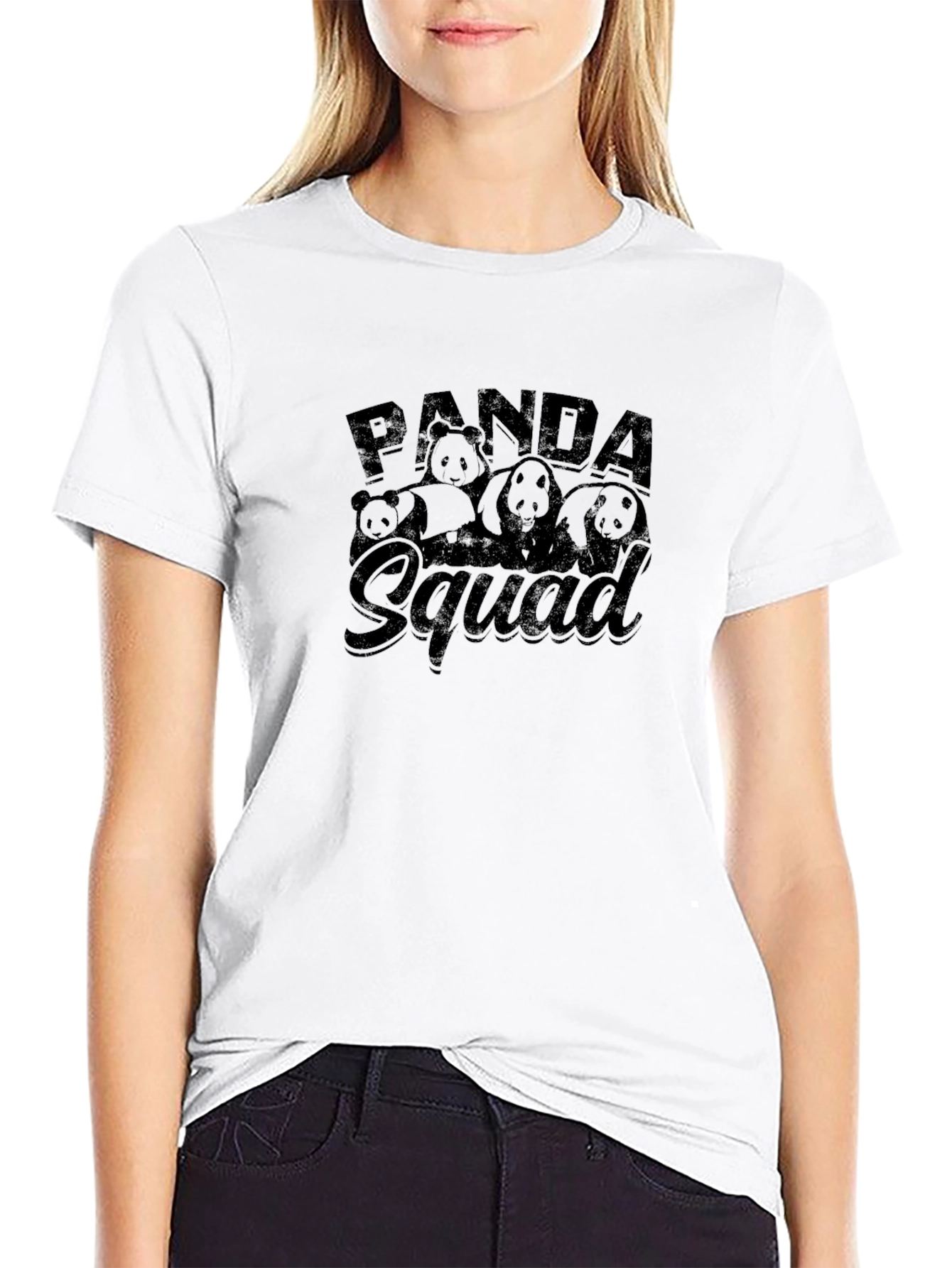 Black Panda Squad Graphic Tee - Black Crew Neck T-Shirt view 9