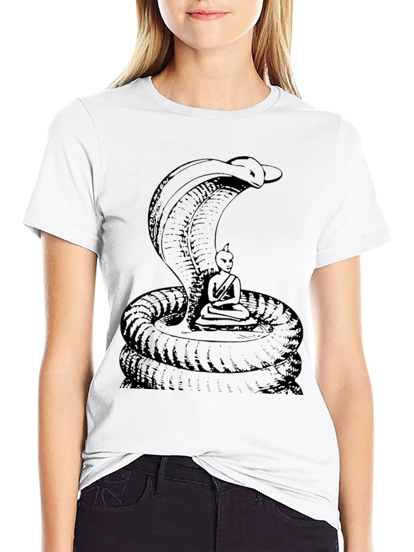 Black Cobra & Buddha Graphic Tee - Cool Black Shirt view 9