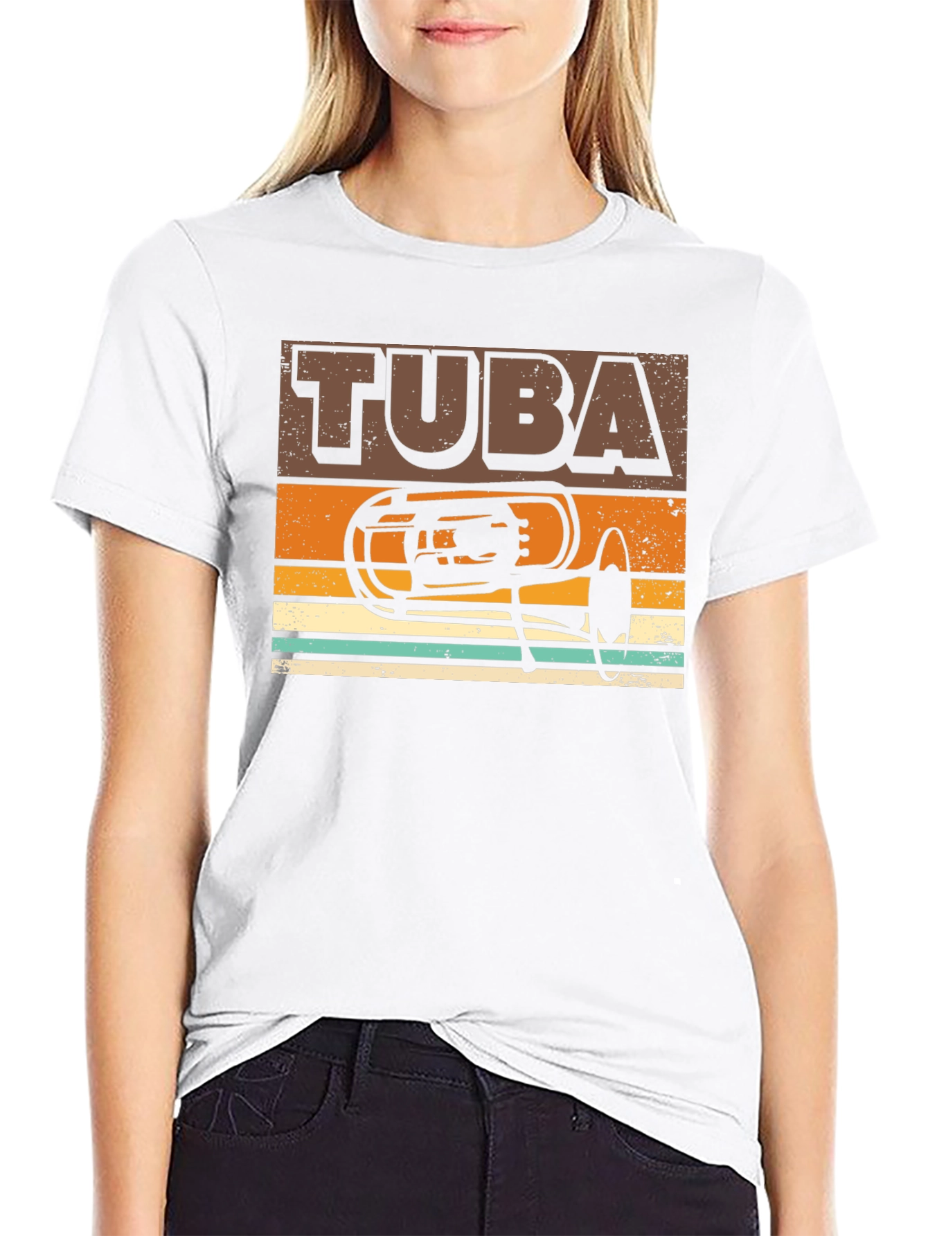 Black Retro Tuba Graphic Tee - Musician's Gift view 9