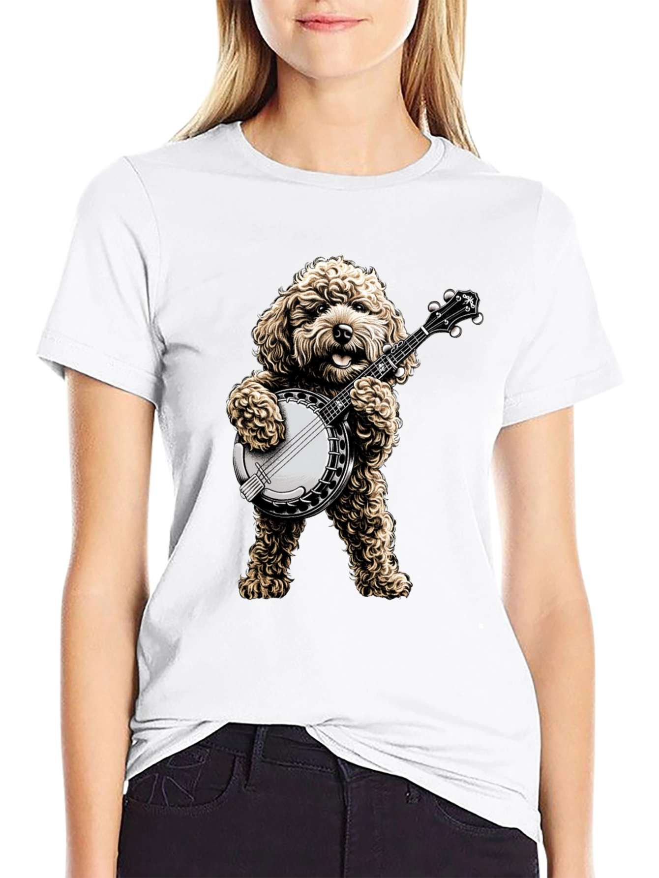 Dog Playing Banjo T-Shirt - Musical Canine Tee - 9