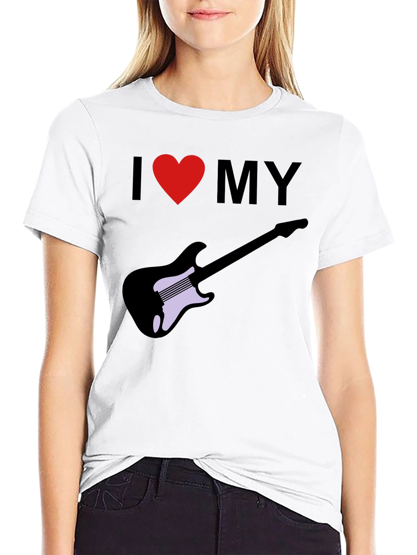 Black I Love My Guitar Graphic Tee view 9