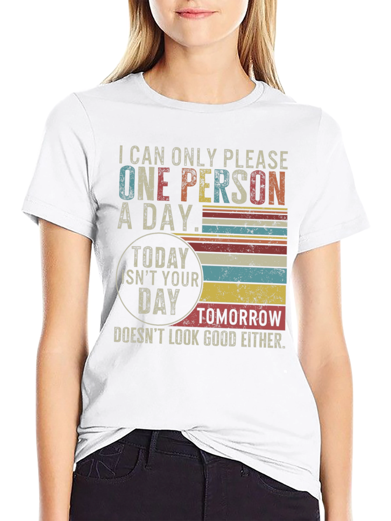 Black Funny "One Person A Day" Graphic T-Shirt view 9