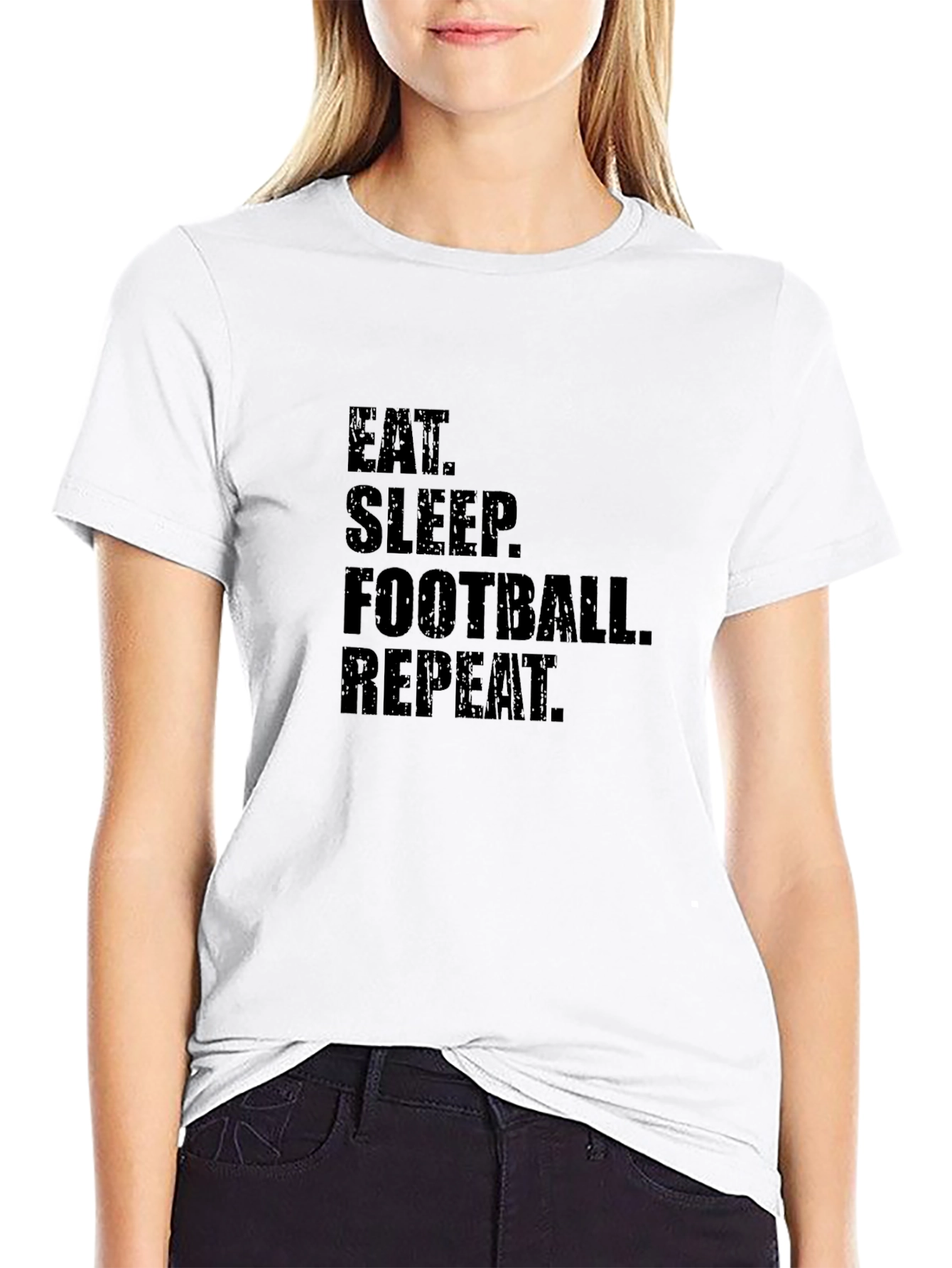 Black Eat Sleep Football Repeat Black T-Shirt view 9