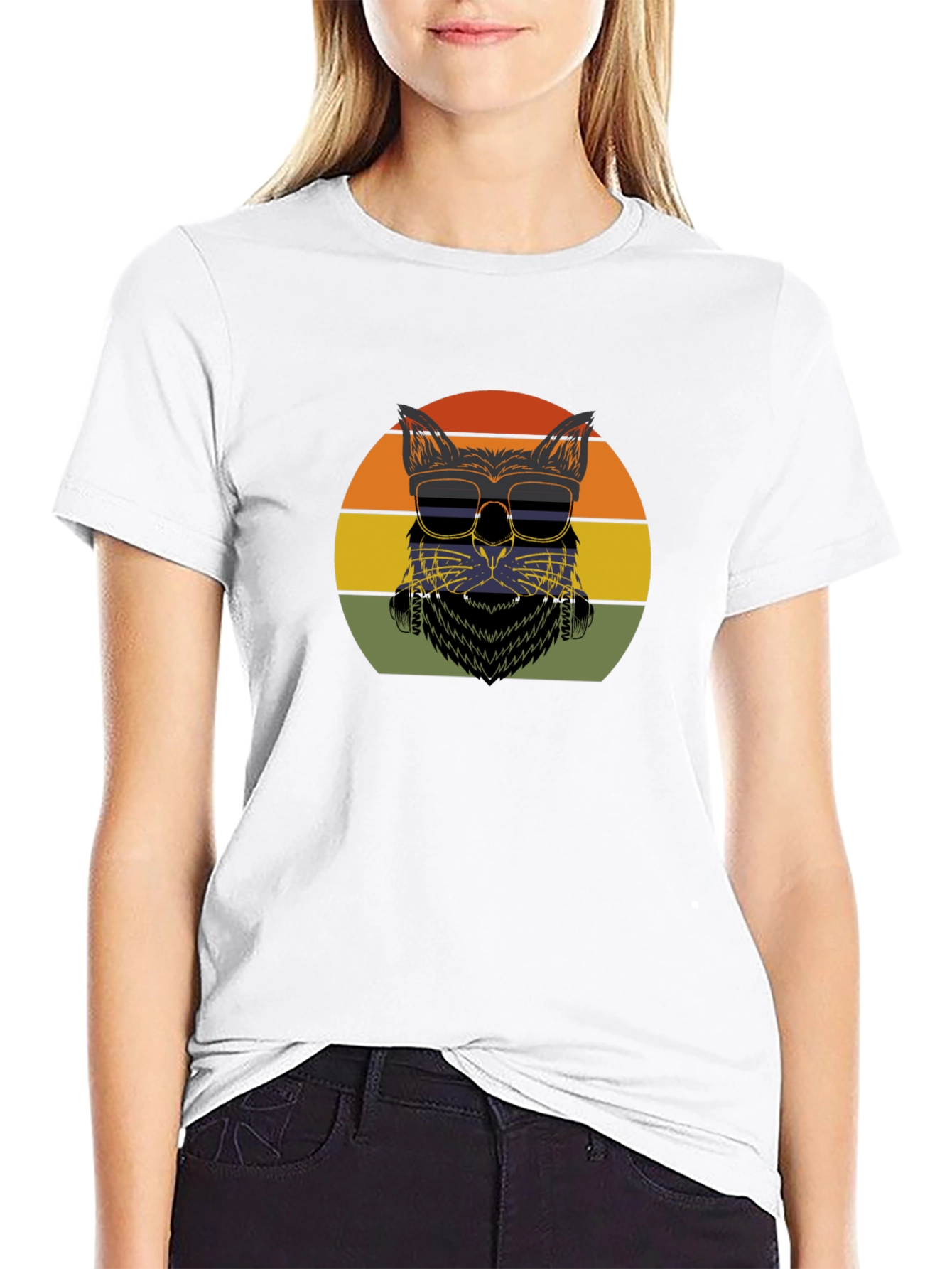 Black Cool Cat Retro T-Shirt view 9
