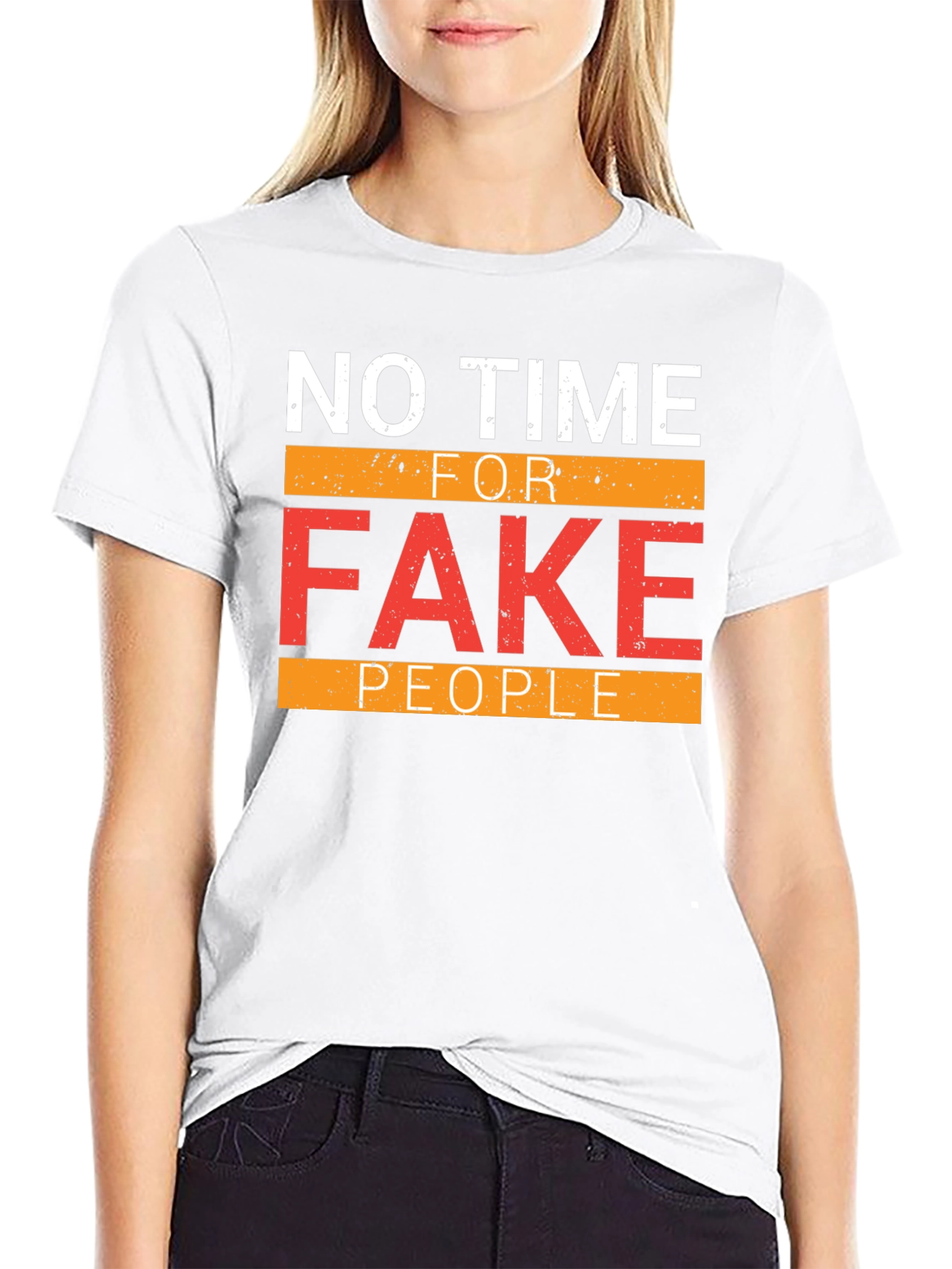 Black No Time For Fake People Graphic Tee view 9