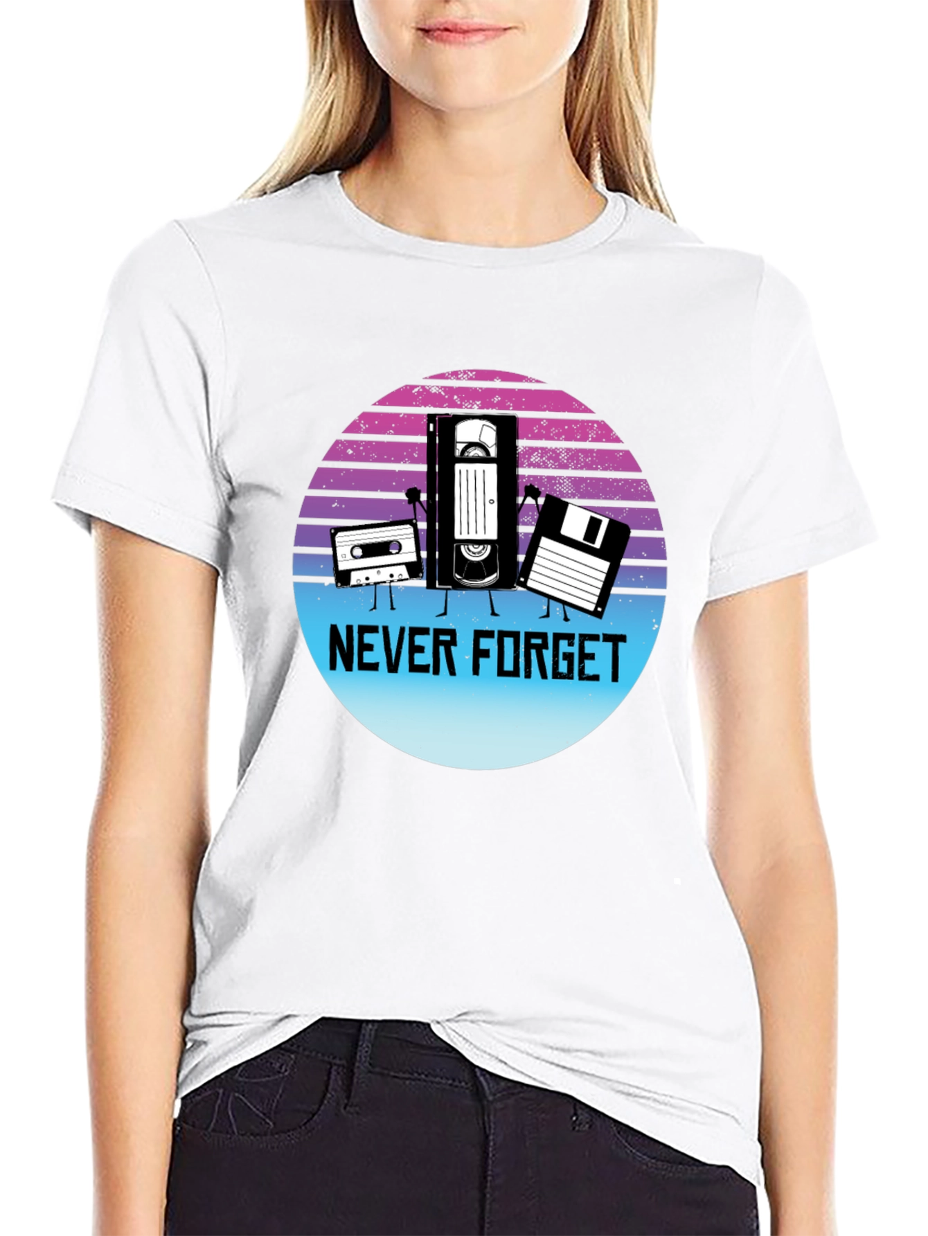 Black Retro "Never Forget" Graphic T-Shirt view 9