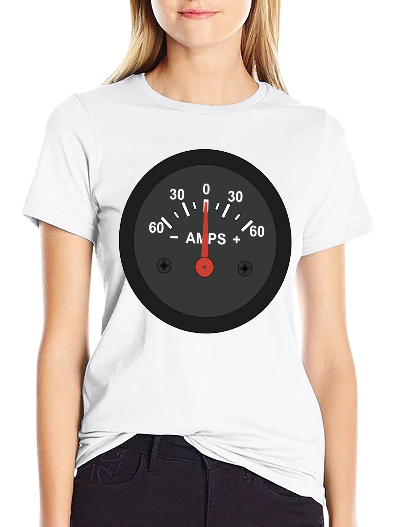 Black Amps Gauge Graphic Tee - Cool Automotive Shirt view 9