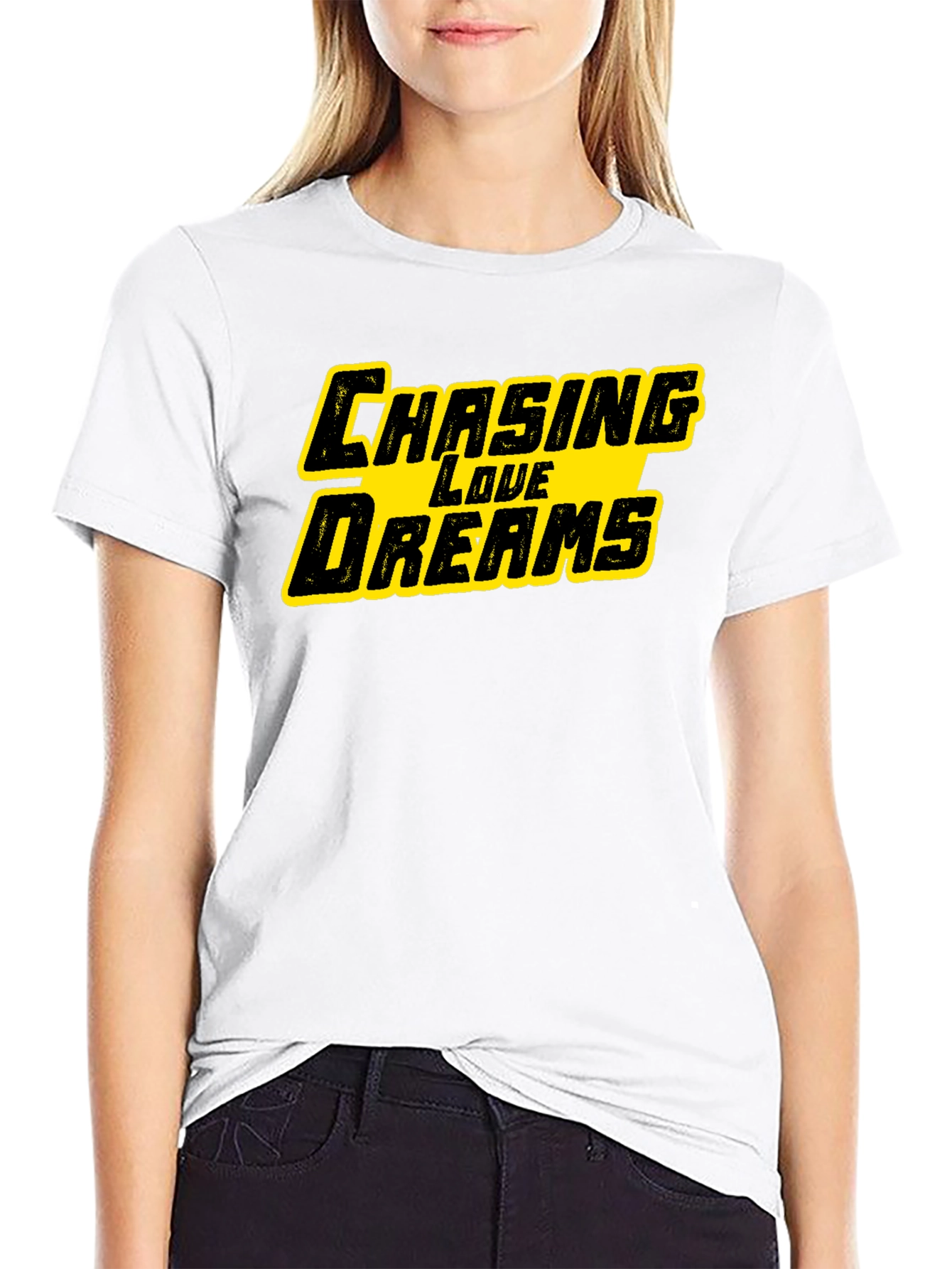 Black Chasing Love Dreams Graphic Black T-Shirt view 9